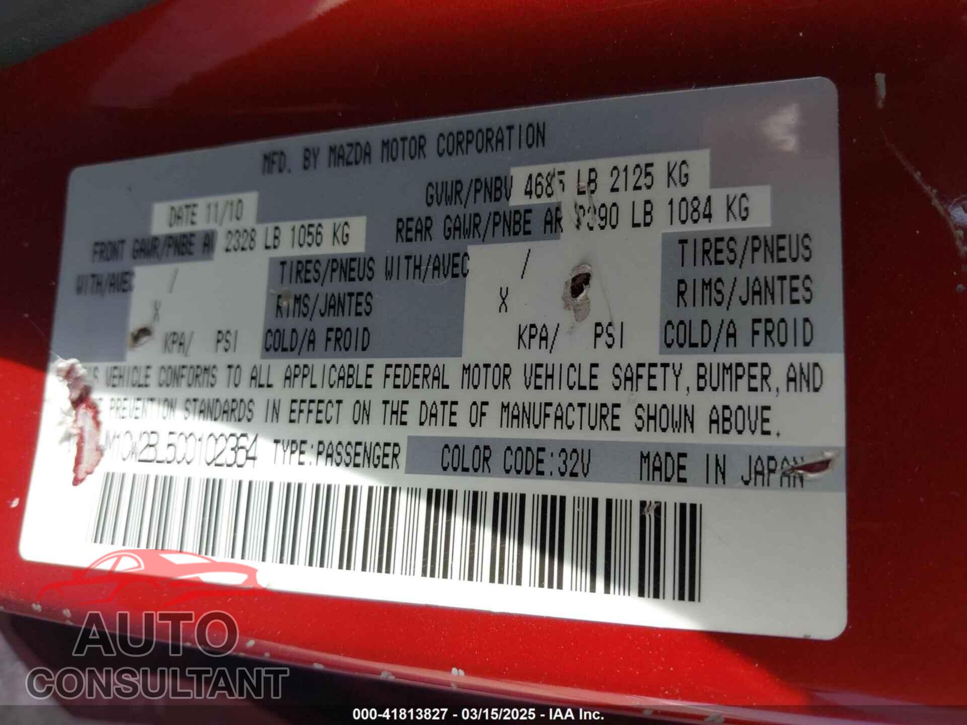 MAZDA MAZDA5 2012 - JM1CW2BL5C0102364