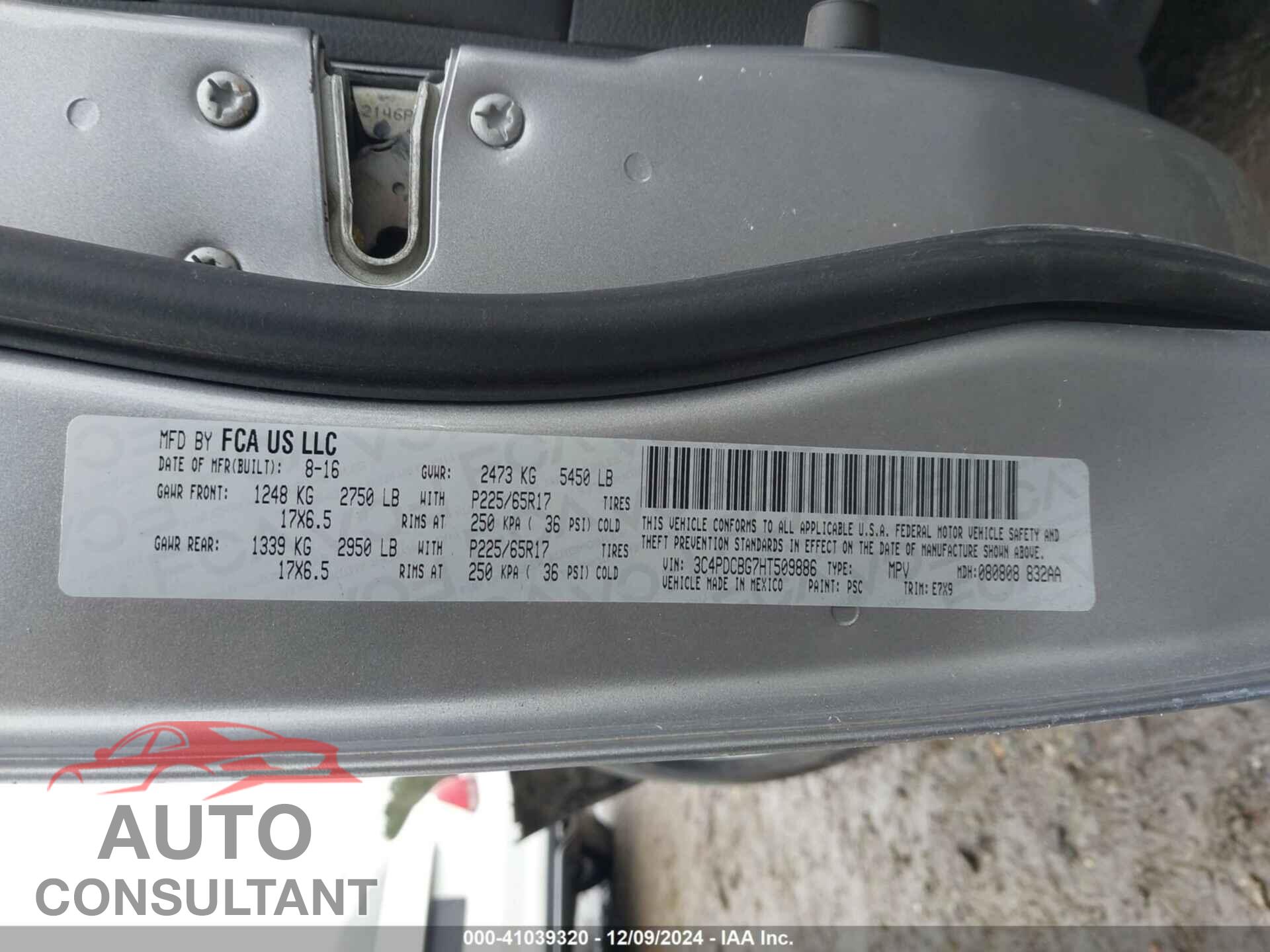 DODGE JOURNEY 2017 - 3C4PDCBG7HT509886