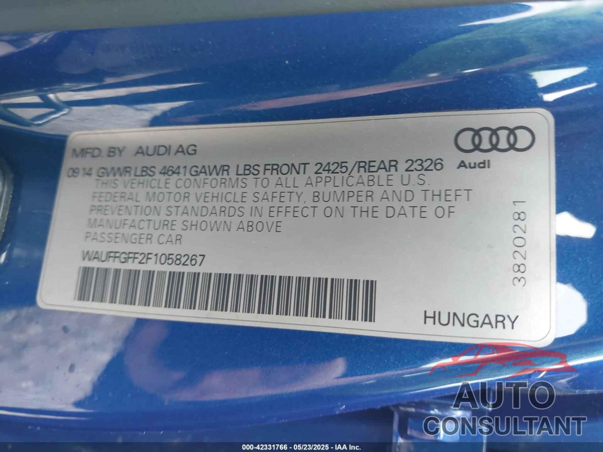 AUDI S3 2015 - WAUFFGFF2F1058267
