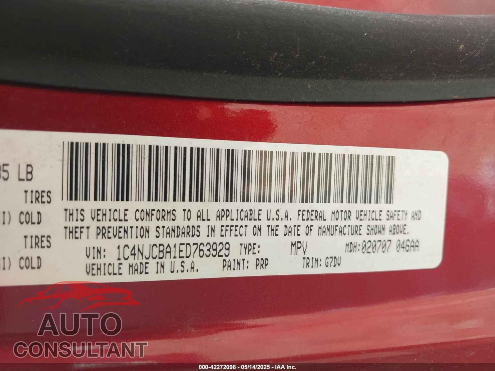 JEEP COMPASS 2014 - 1C4NJCBA1ED763929