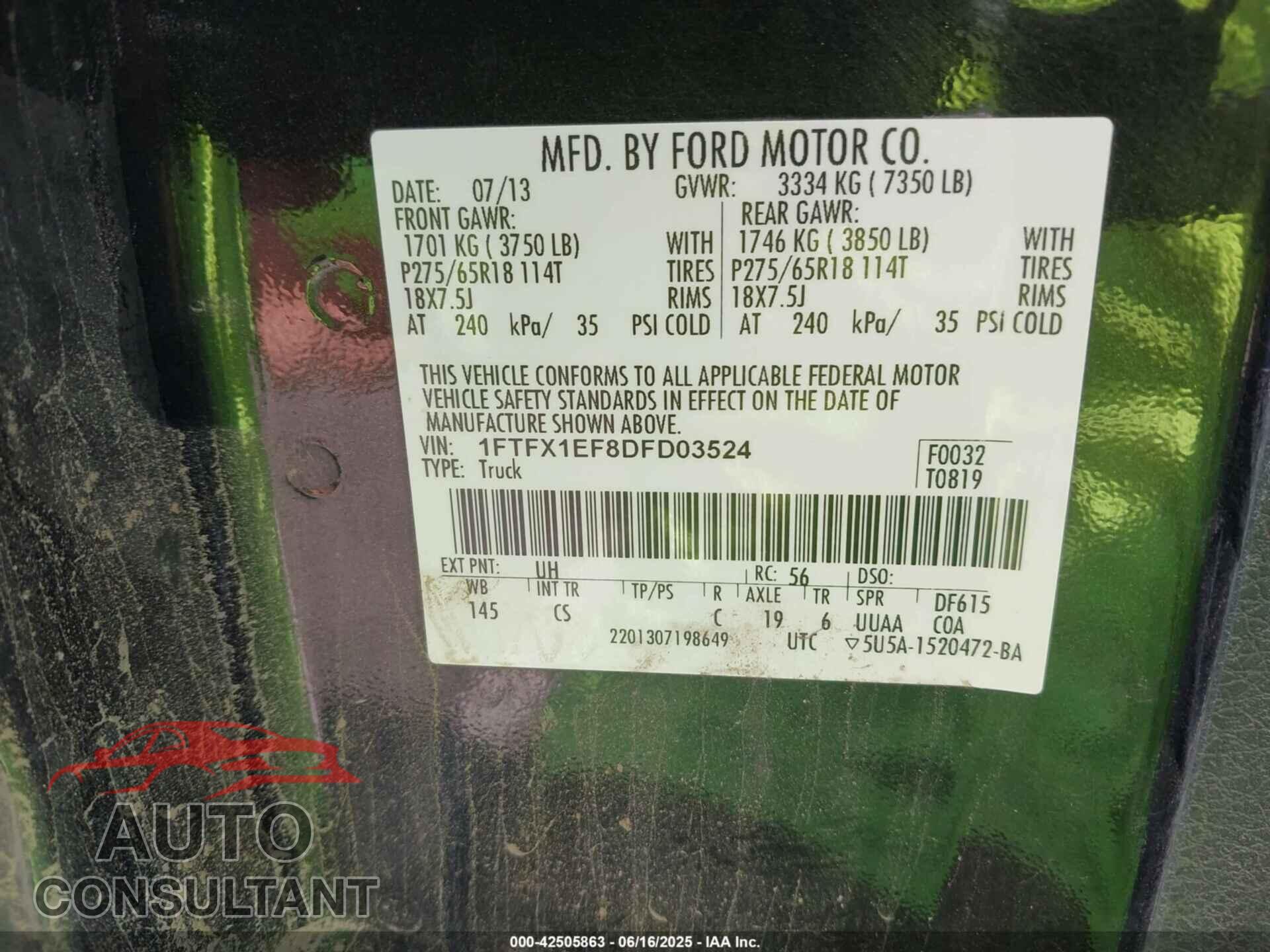 FORD F-150 2013 - 1FTFX1EF8DFD03524
