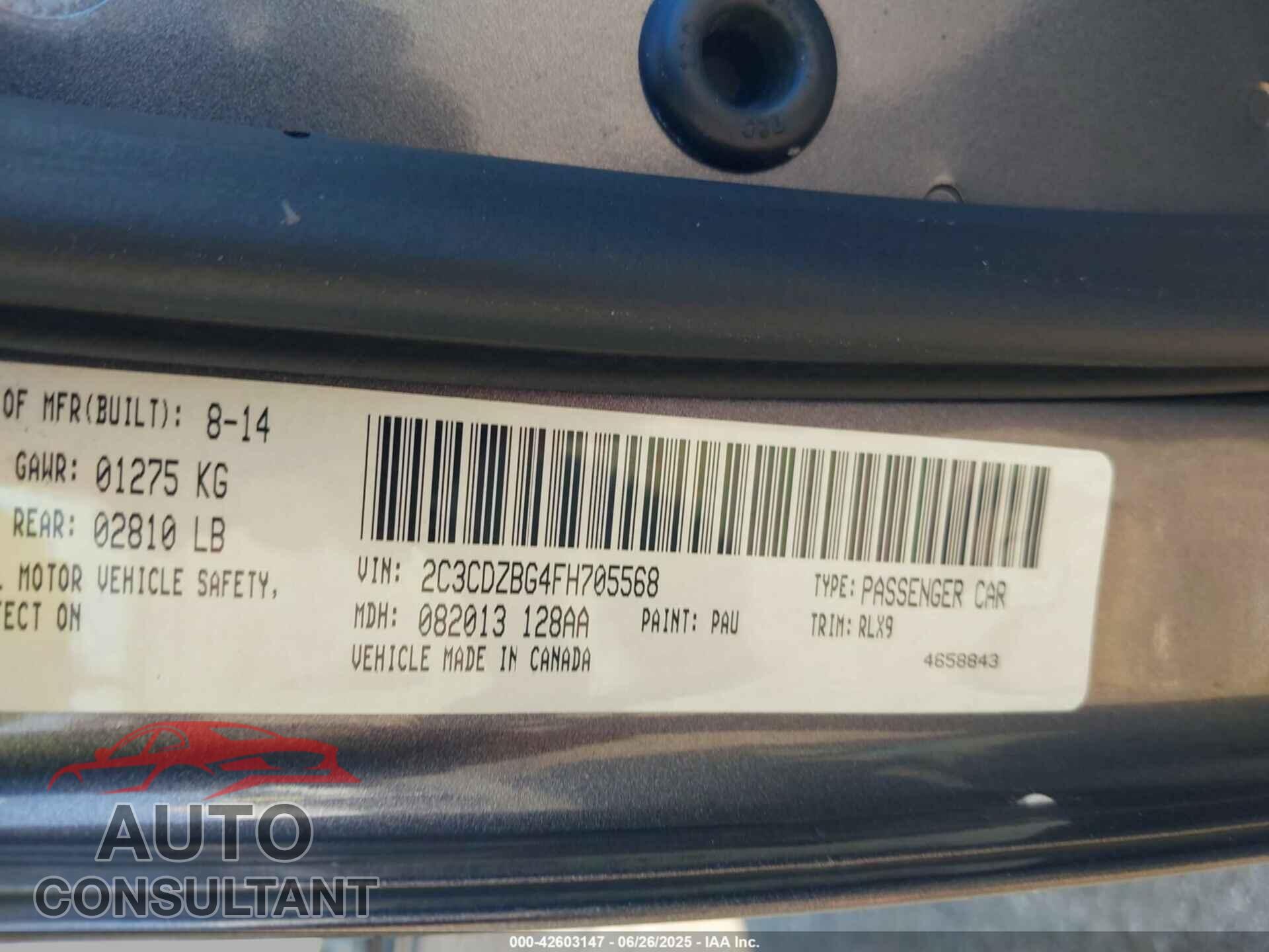 DODGE CHALLENGER 2015 - 2C3CDZBG4FH705568