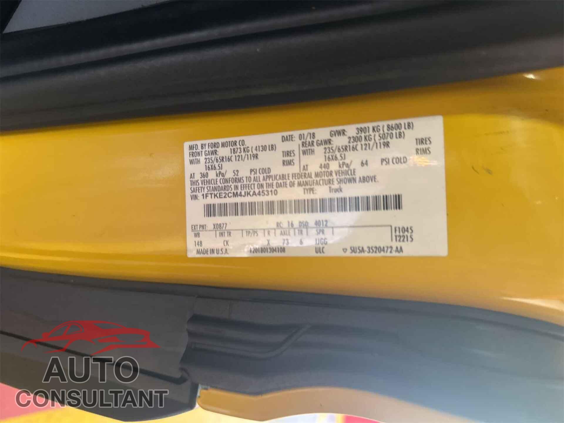 FORD TRANSIT 2018 - 1FTKE2CM4JKA45310
