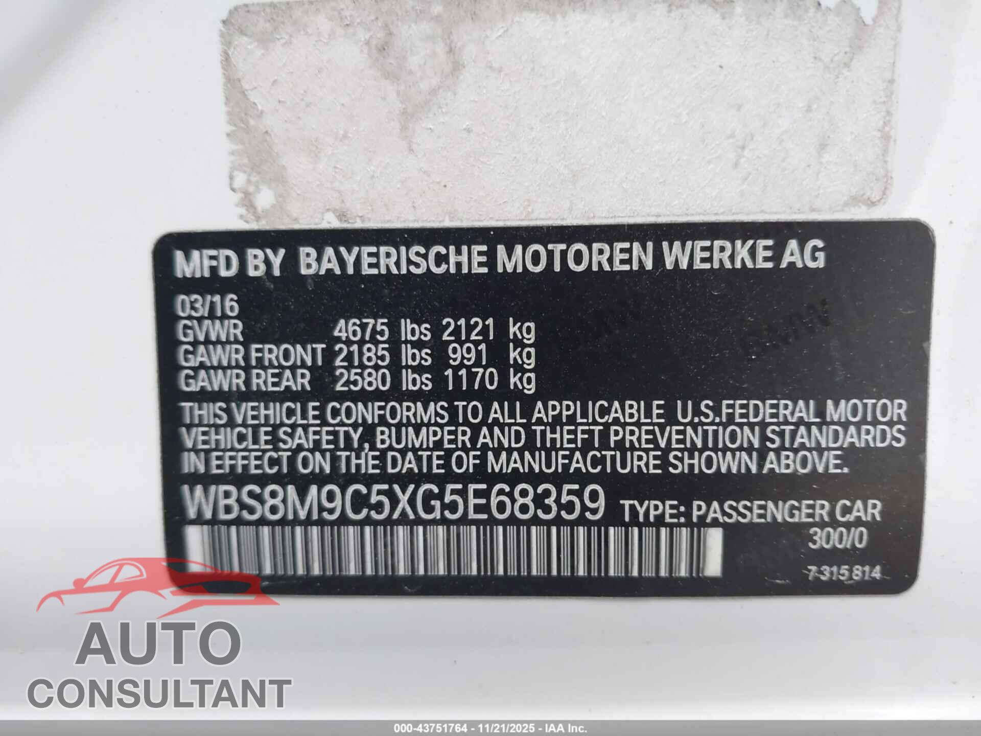 BMW M3 2016 - WBS8M9C5XG5E68359