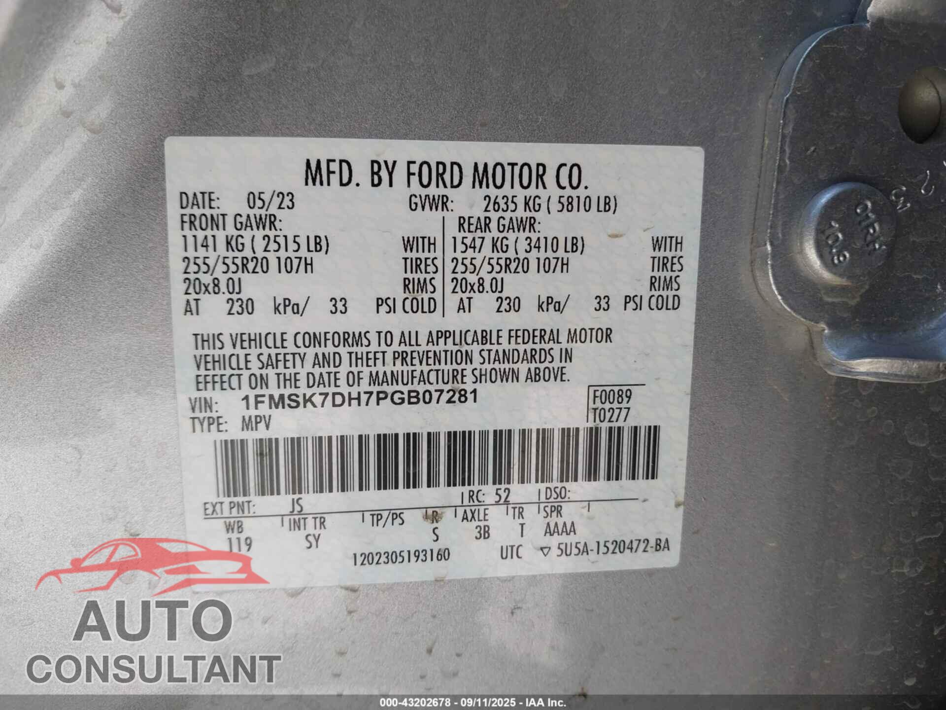 FORD EXPLORER 2023 - 1FMSK7DH7PGB07281