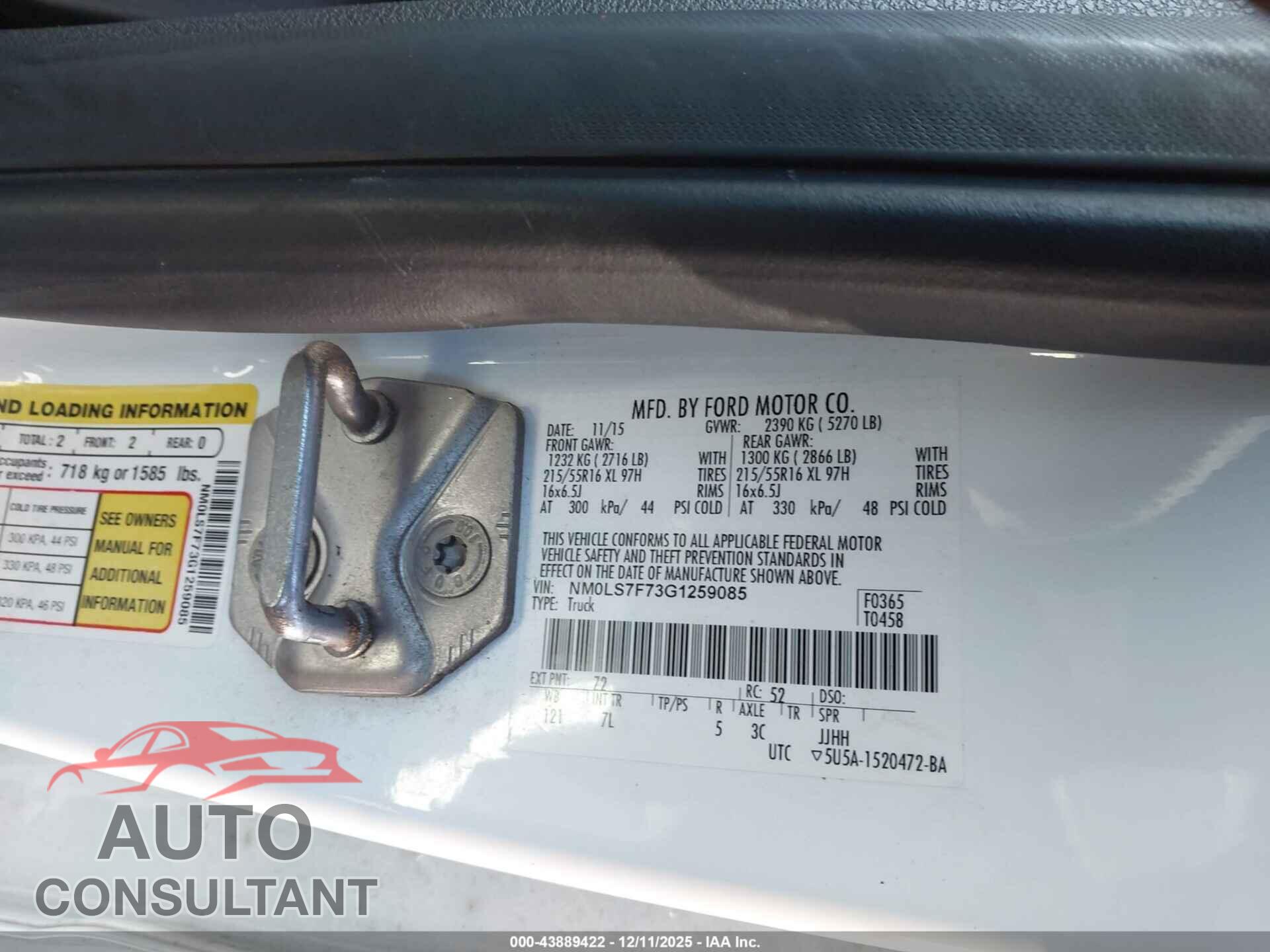 FORD TRANSIT CONNECT 2016 - NM0LS7F73G1259085