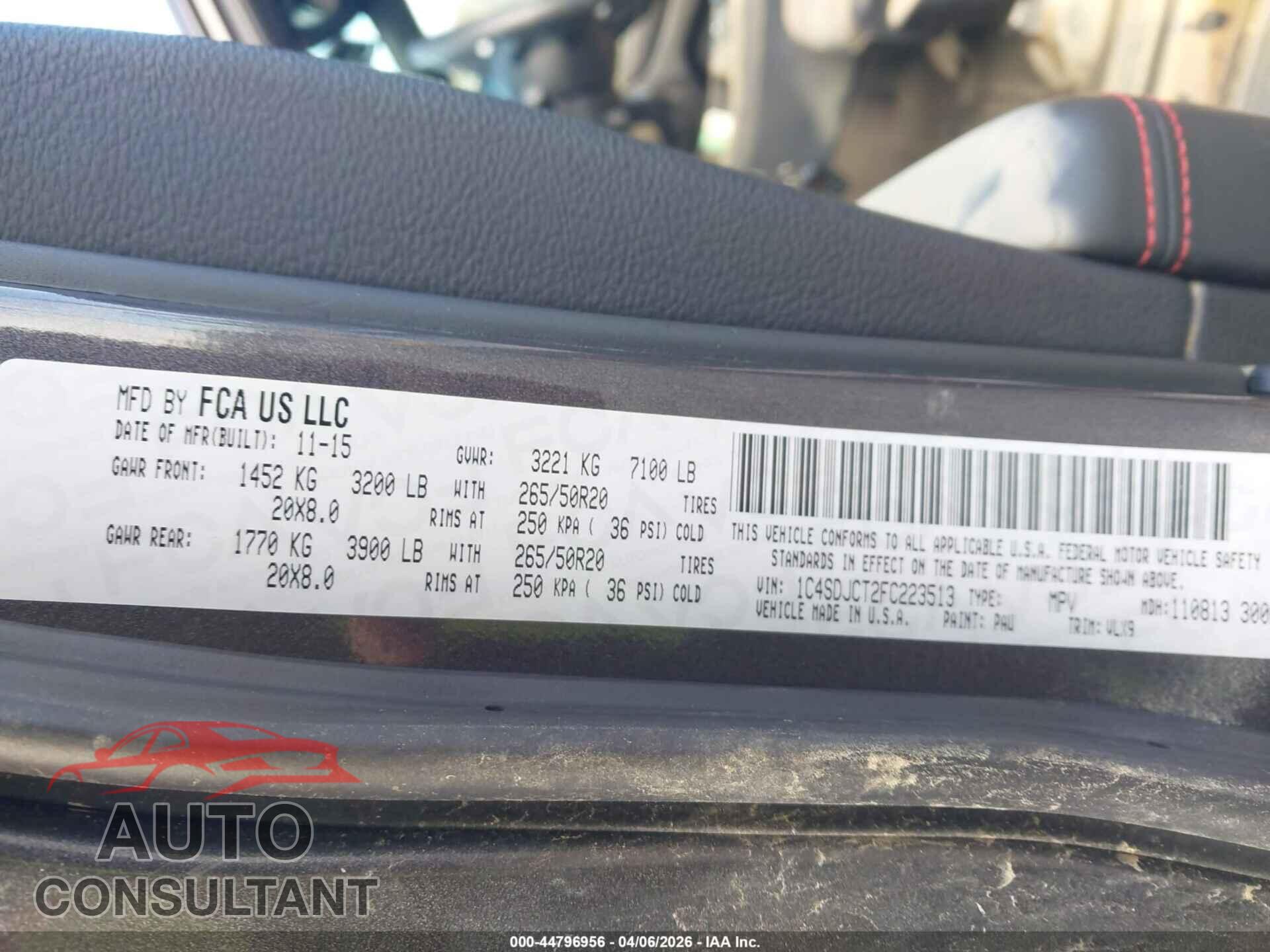 DODGE DURANGO 2015 - 1C4SDJCT2FC223513