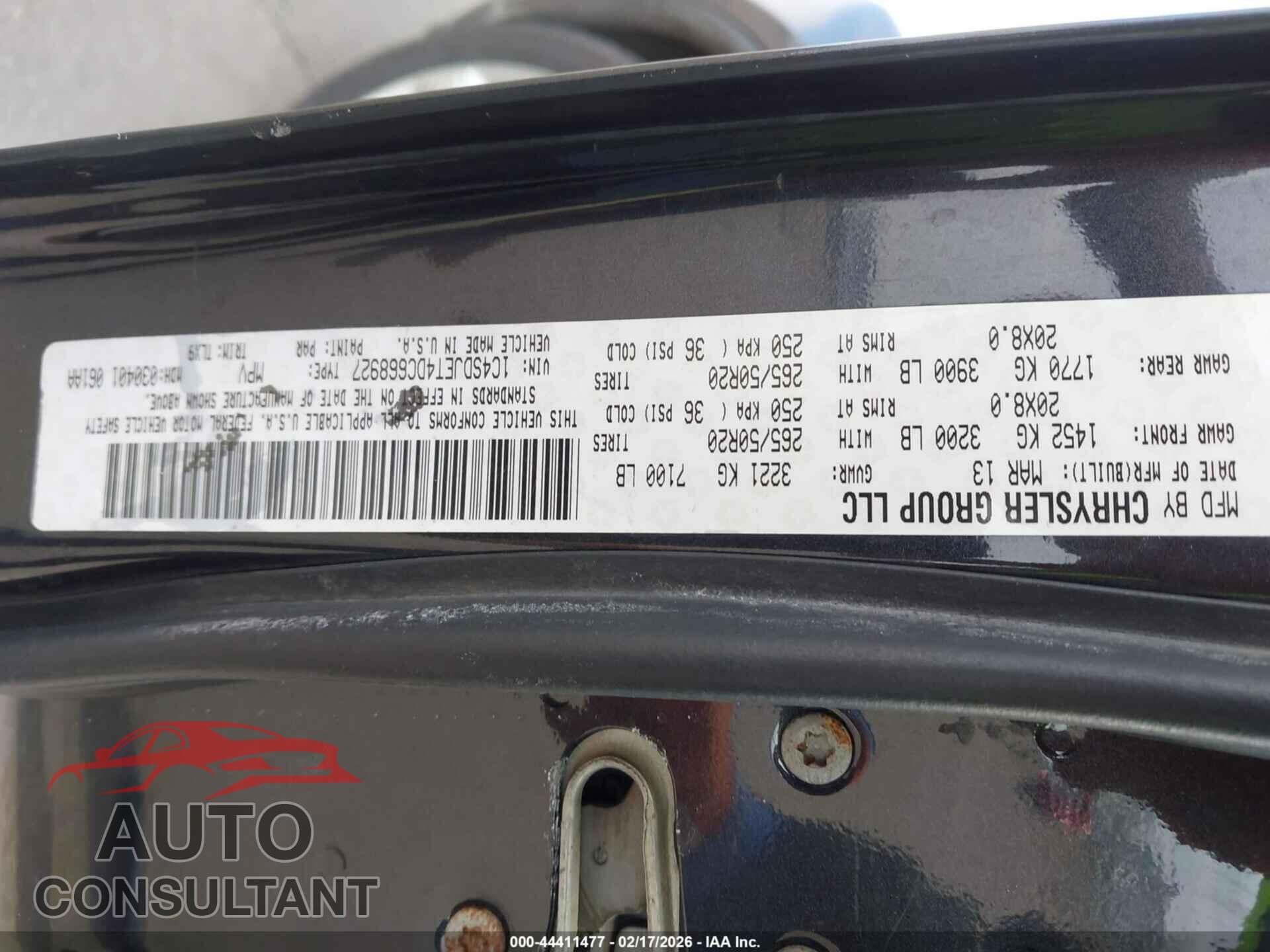 DODGE DURANGO 2013 - 1C4SDJET4DC668927