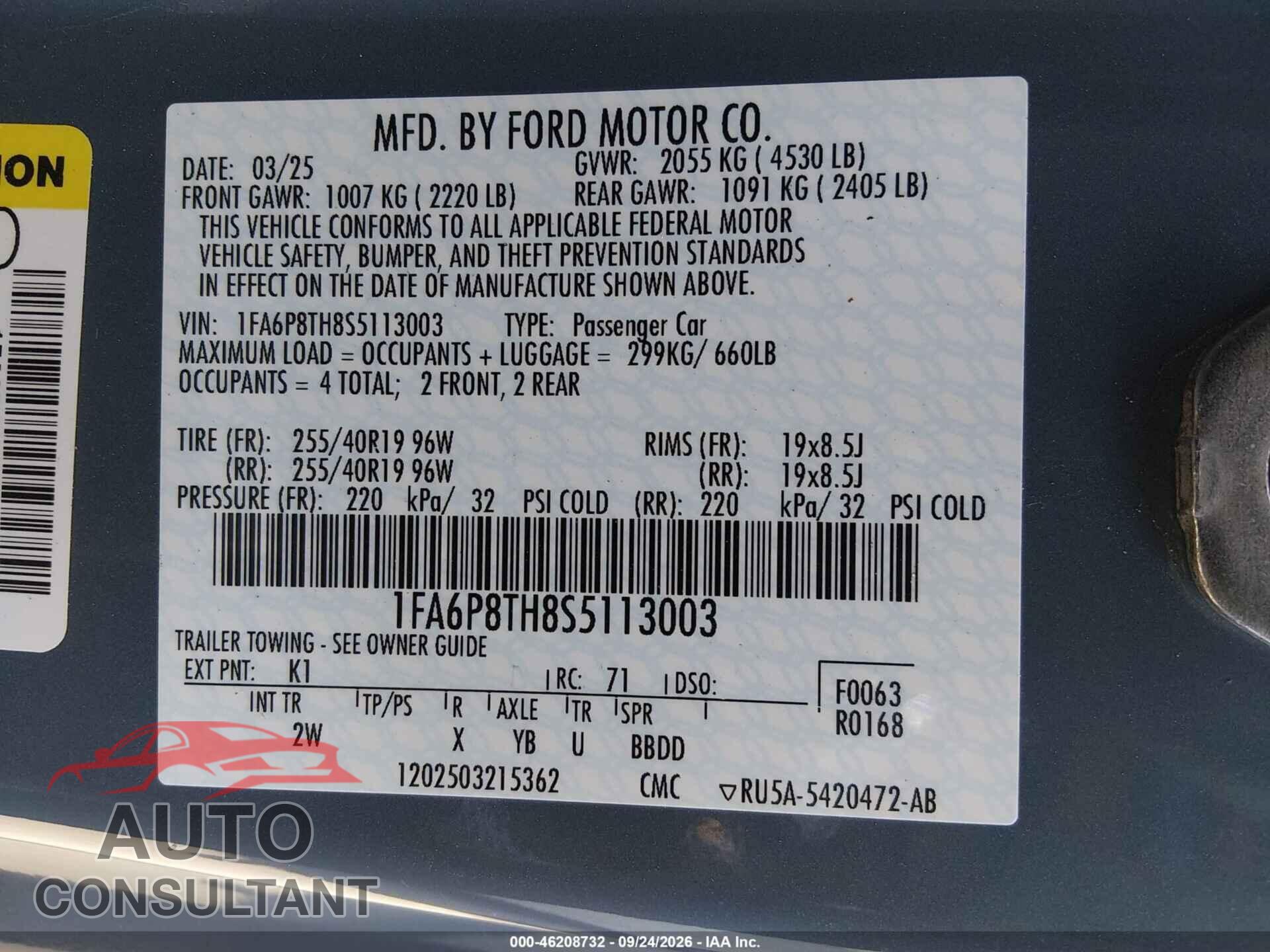 FORD MUSTANG 2025 - 1FA6P8TH8S5113003