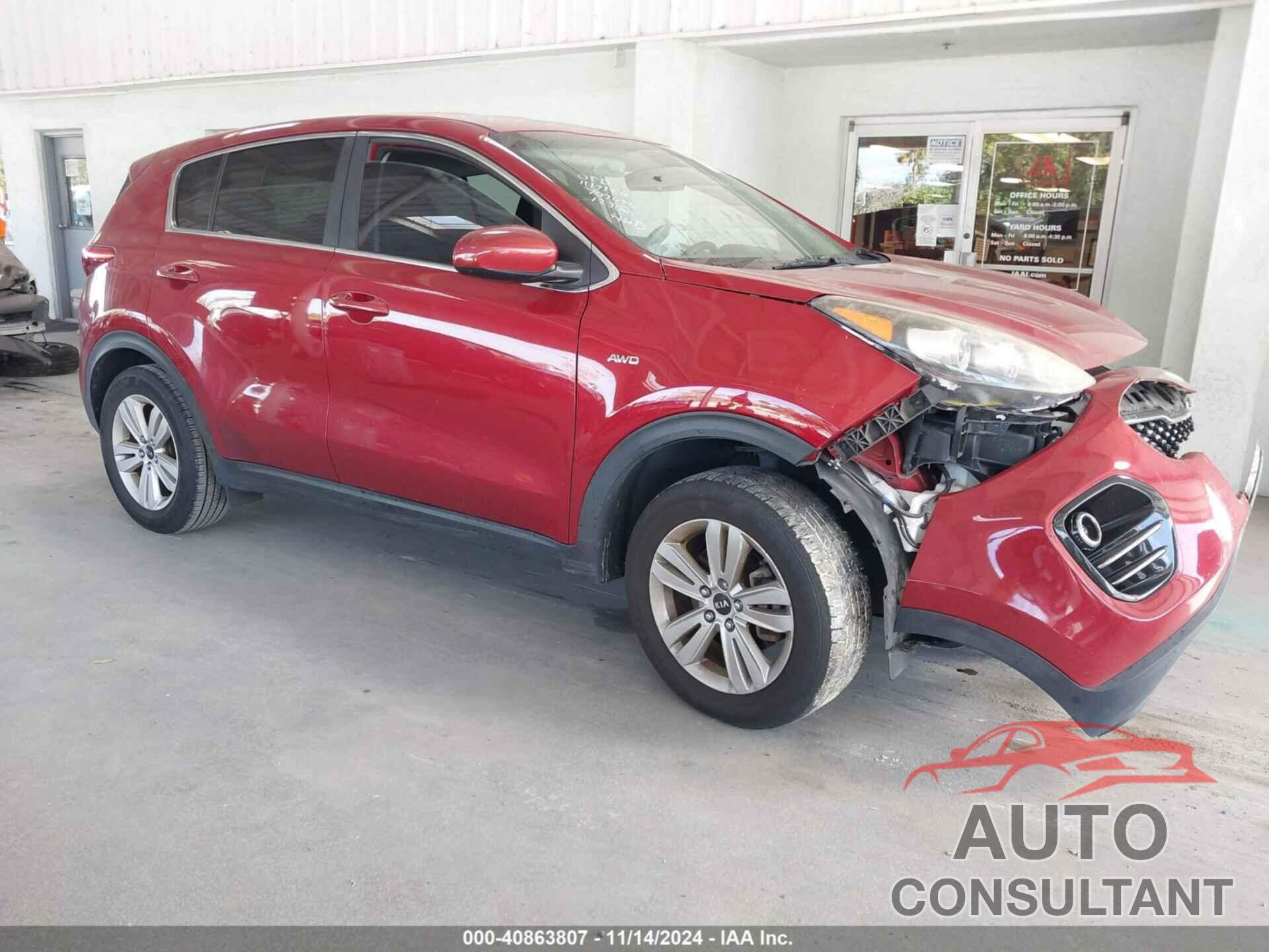 KIA SPORTAGE 2018 - KNDPMCAC4J7380689