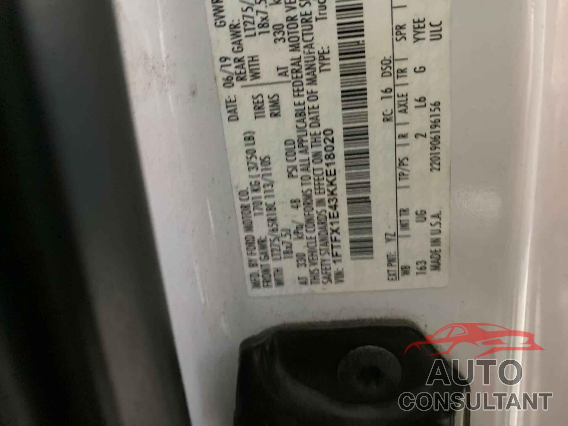 FORD F150 2019 - 1FTFX1E43KKE18020