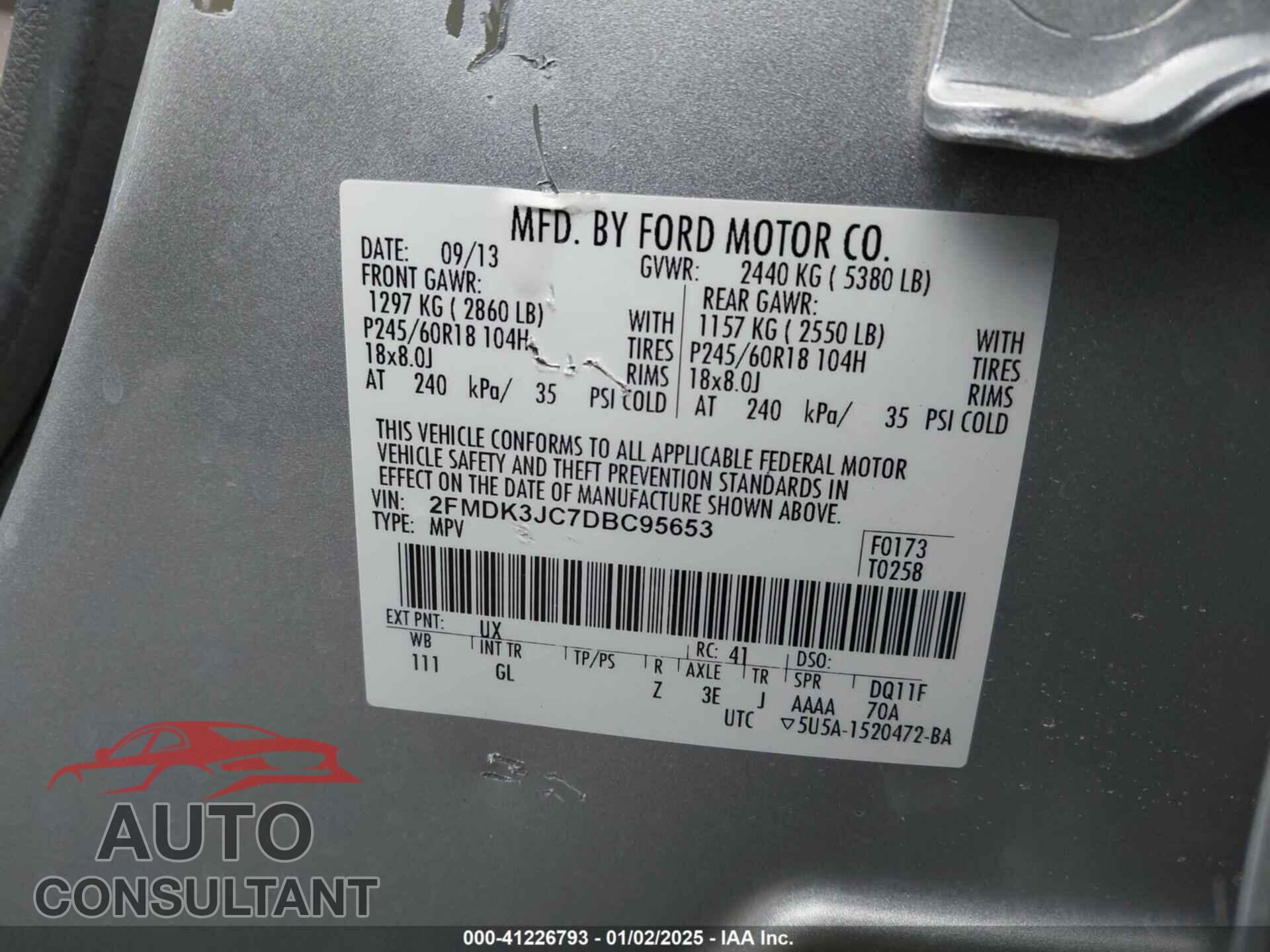 FORD EDGE 2013 - 2FMDK3JC7DBC95653