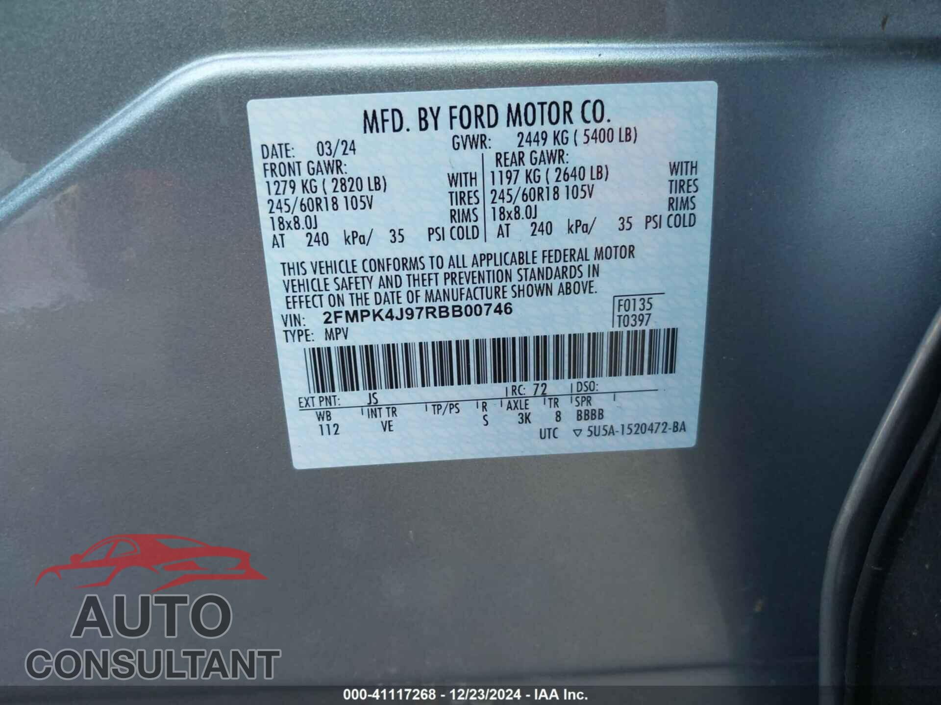 FORD EDGE 2024 - 2FMPK4J97RBB00746