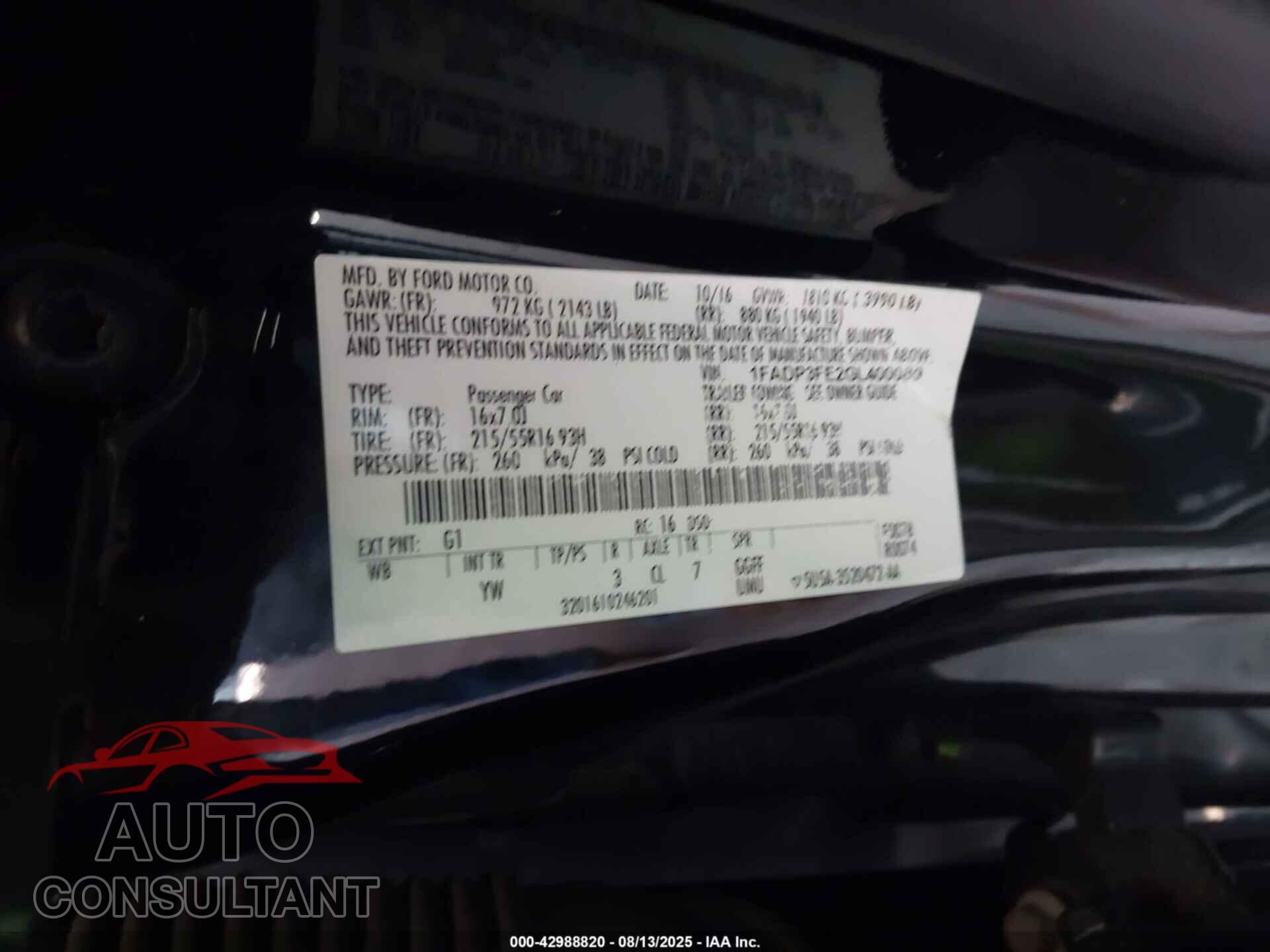 FORD FOCUS 2016 - 1FADP3FE2GL400089