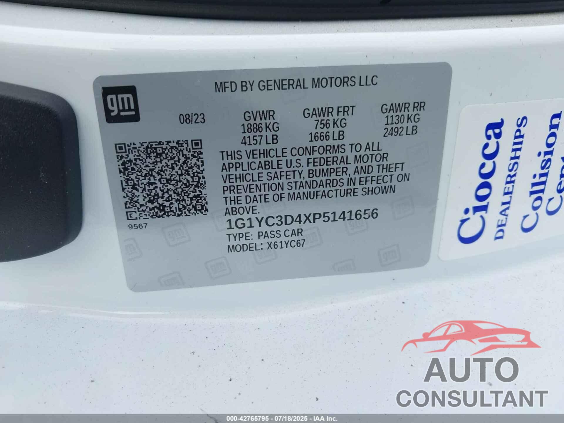 CHEVROLET CORVETTE STINGRAY 2023 - 1G1YC3D4XP5141656