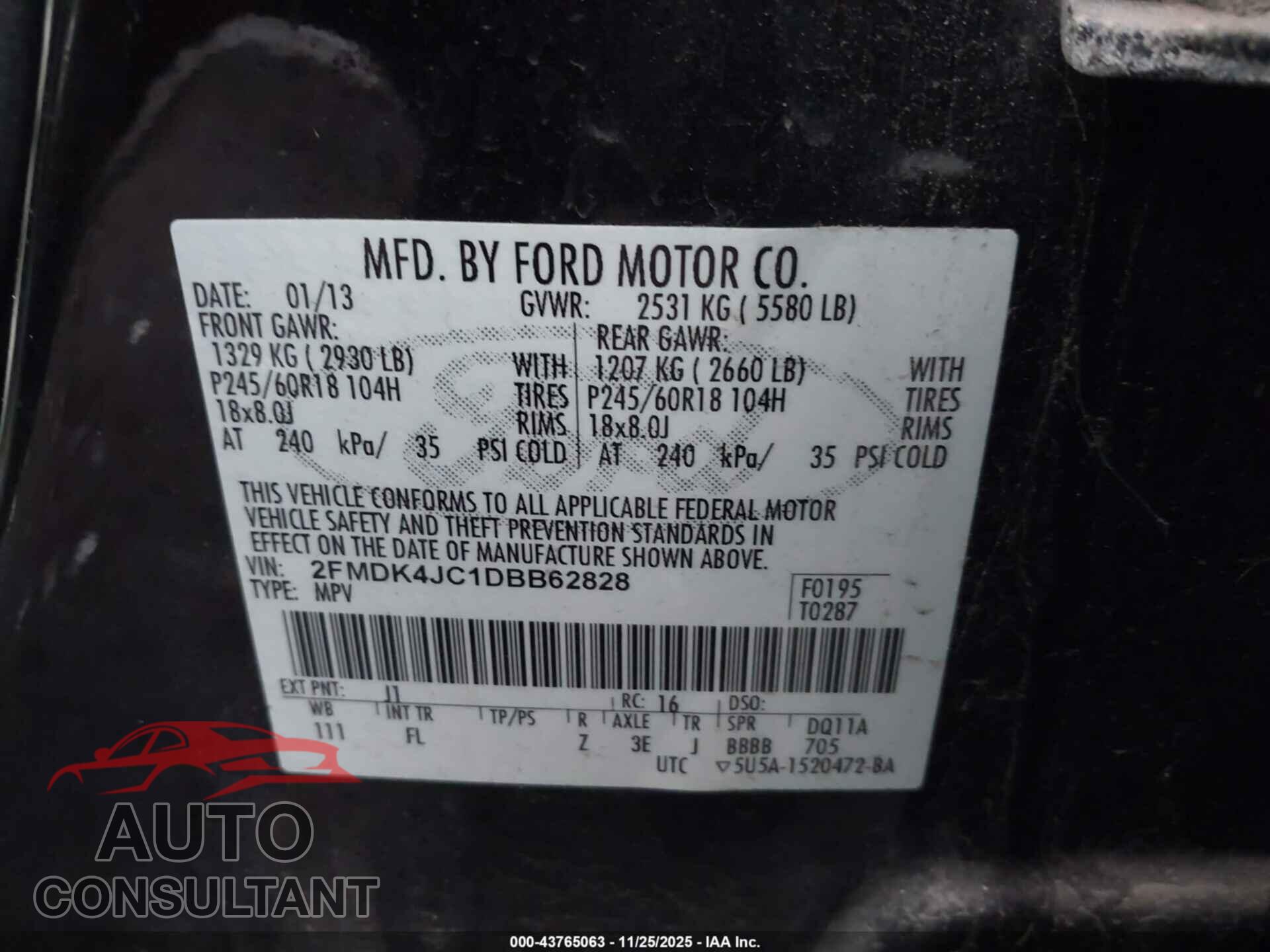 FORD EDGE 2013 - 2FMDK4JC1DBB62828