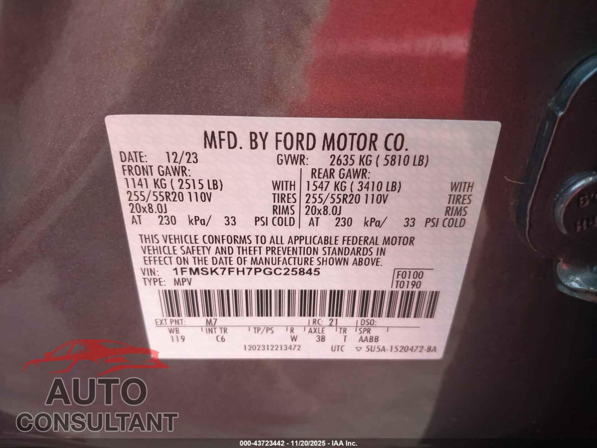 FORD EXPLORER 2023 - 1FMSK7FH7PGC25845