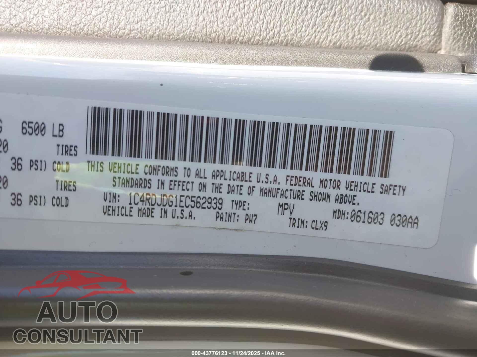 DODGE DURANGO 2014 - 1C4RDJDG1EC562939