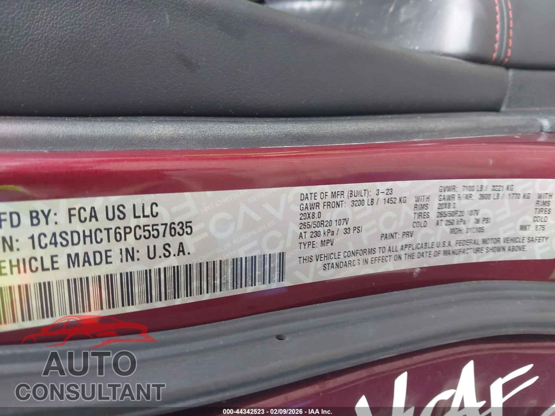 DODGE DURANGO 2023 - 1C4SDHCT6PC557635