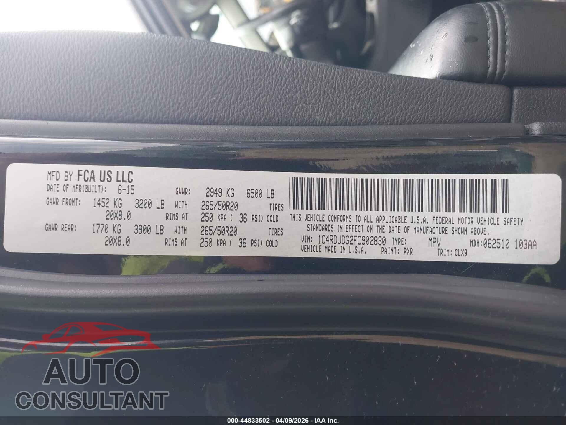 DODGE DURANGO 2015 - 1C4RDJDG2FC902830