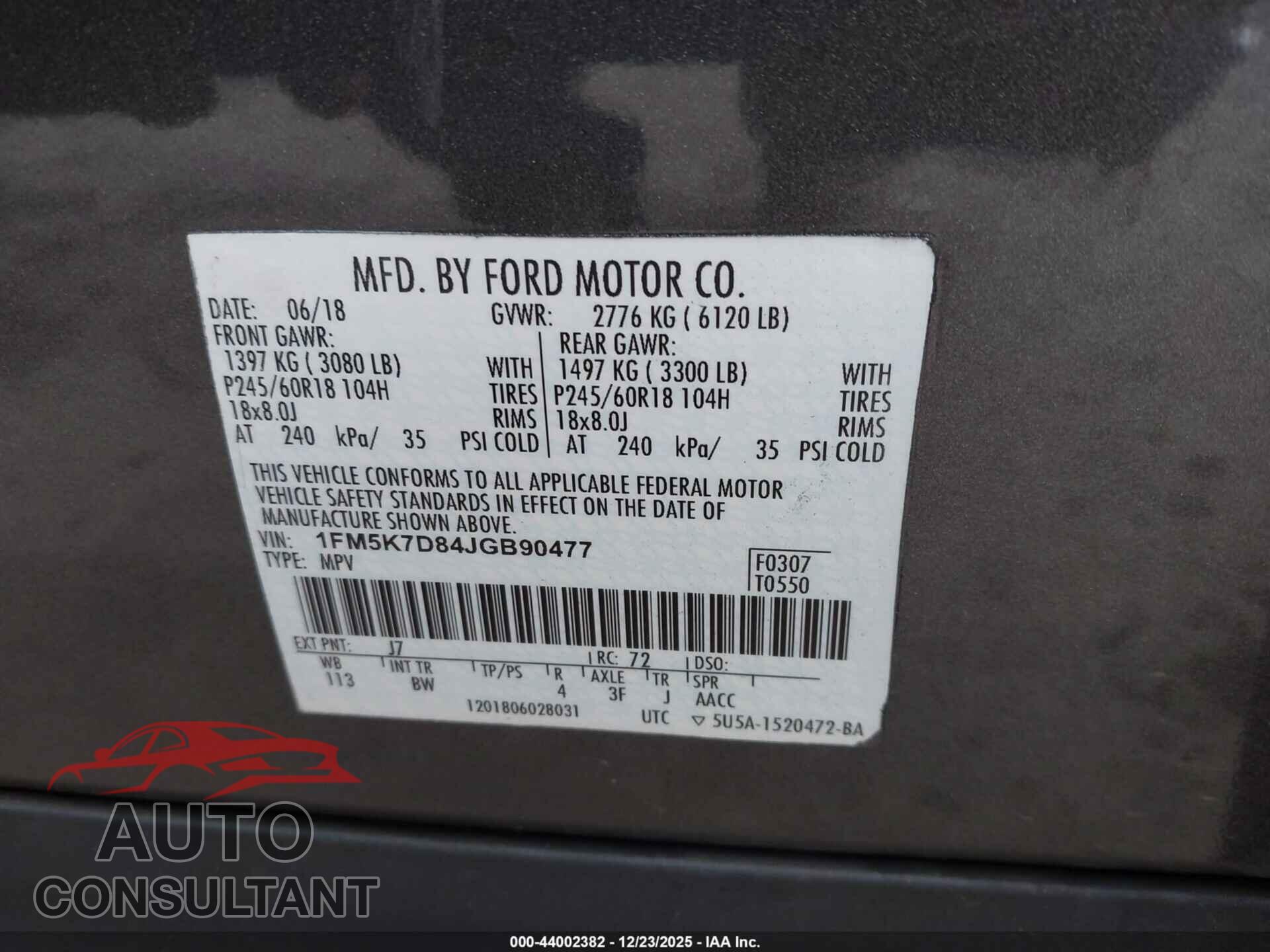 FORD EXPLORER 2018 - 1FM5K7D84JGB90477