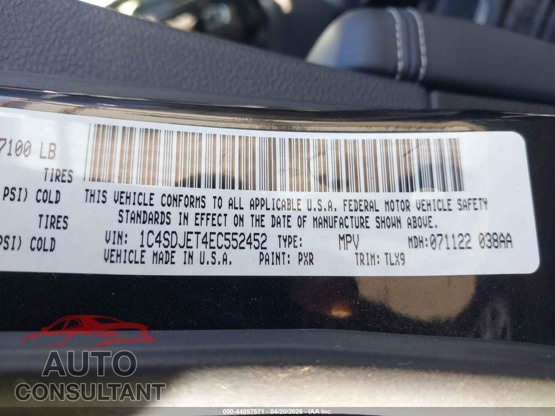 DODGE DURANGO 2014 - 1C4SDJET4EC552452