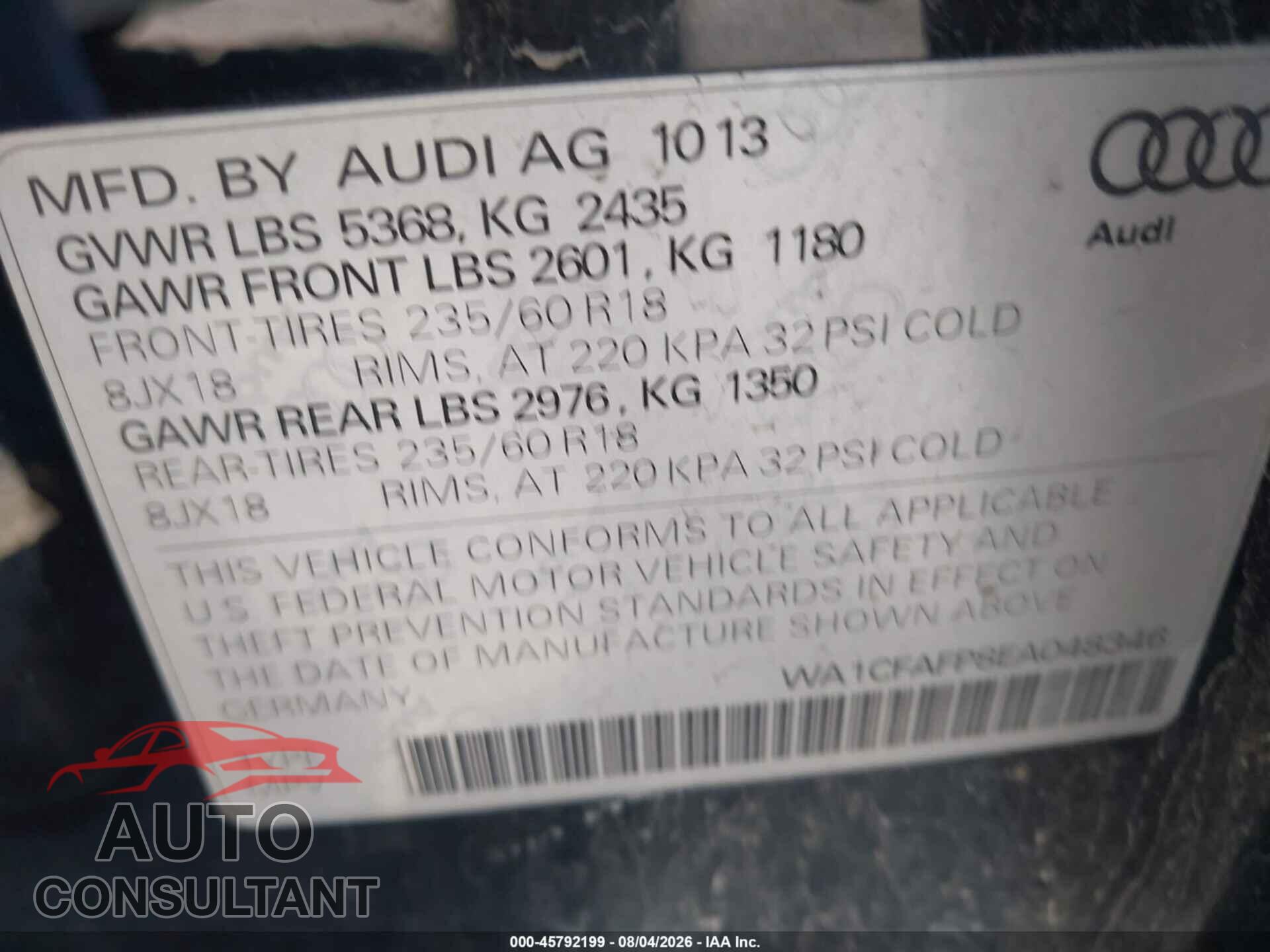 AUDI Q5 2014 - WA1CFAFP8EA048346