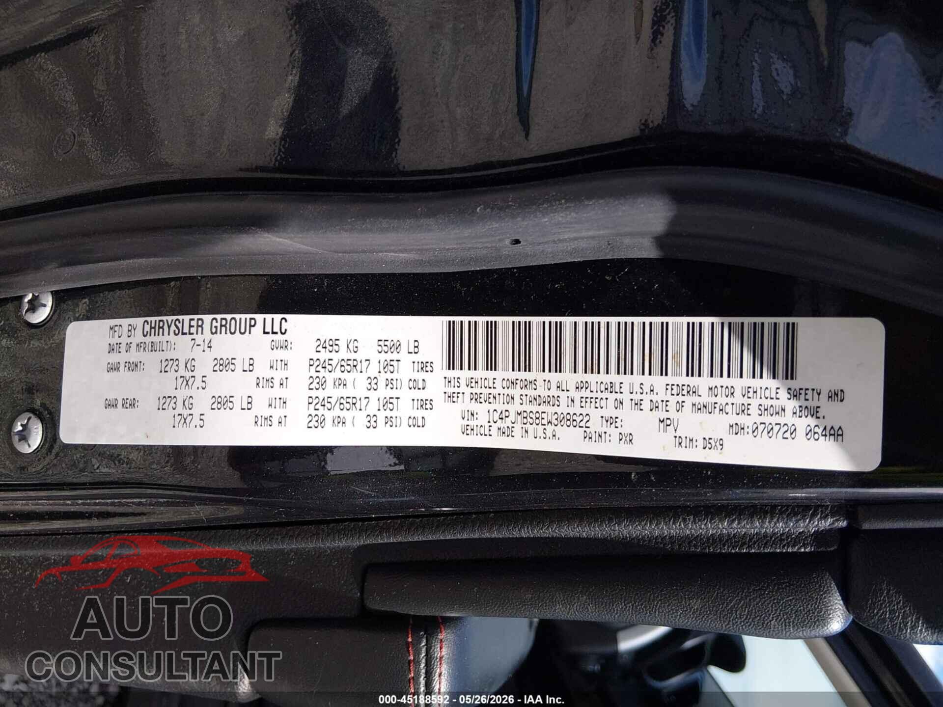 JEEP CHEROKEE 2014 - 1C4PJMBS8EW308622