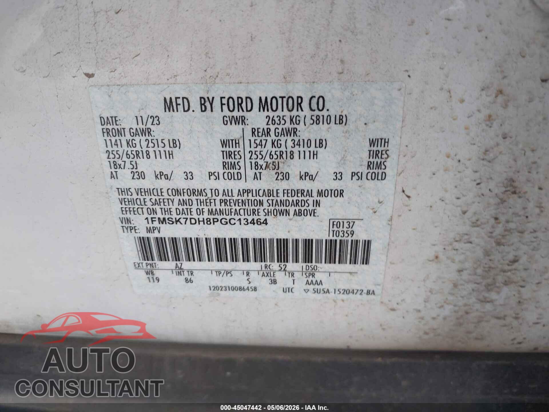 FORD EXPLORER 2023 - 1FMSK7DH8PGC13464
