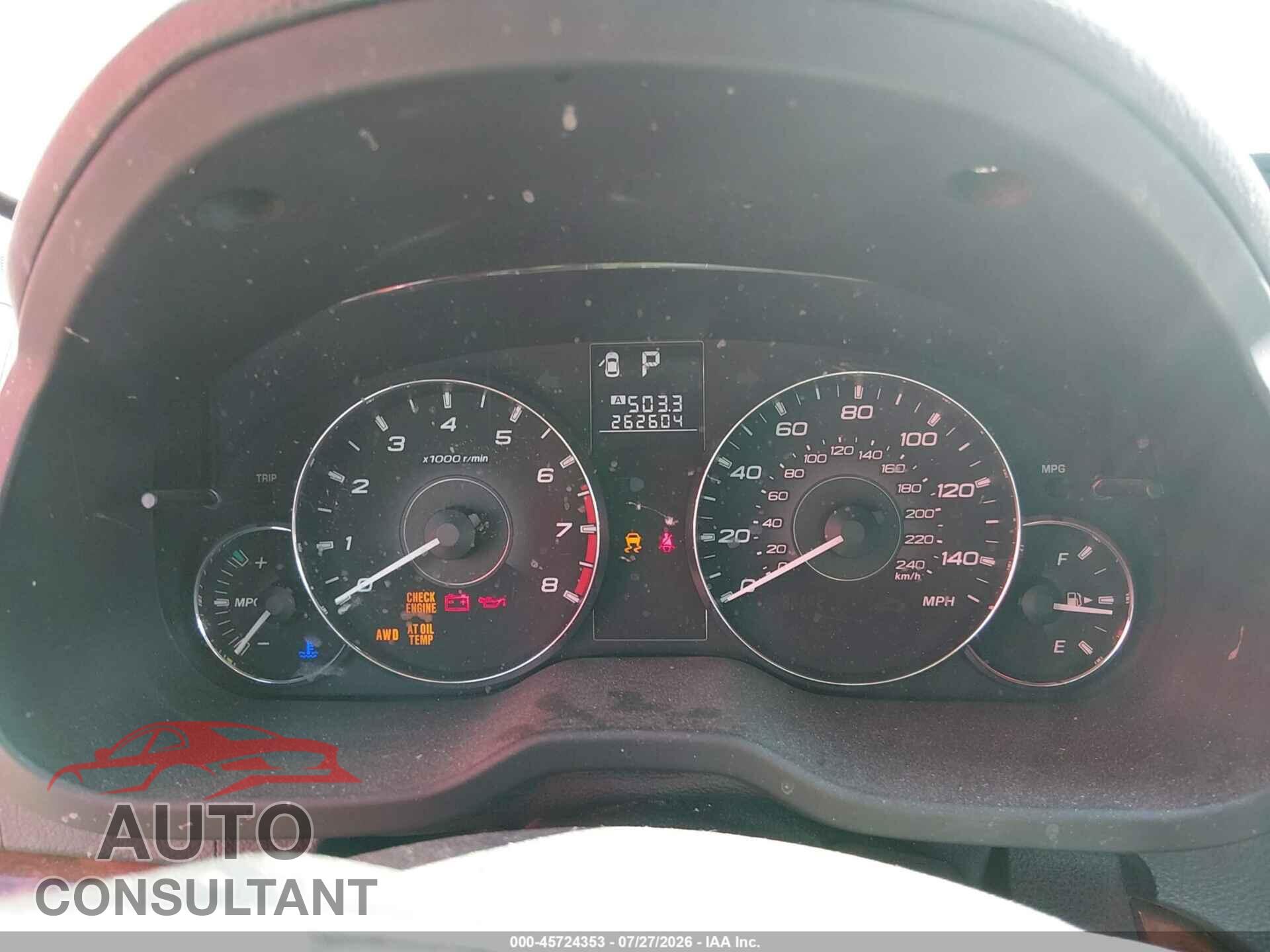 SUBARU OUTBACK 2012 - 4S4BRBKC4C3201979