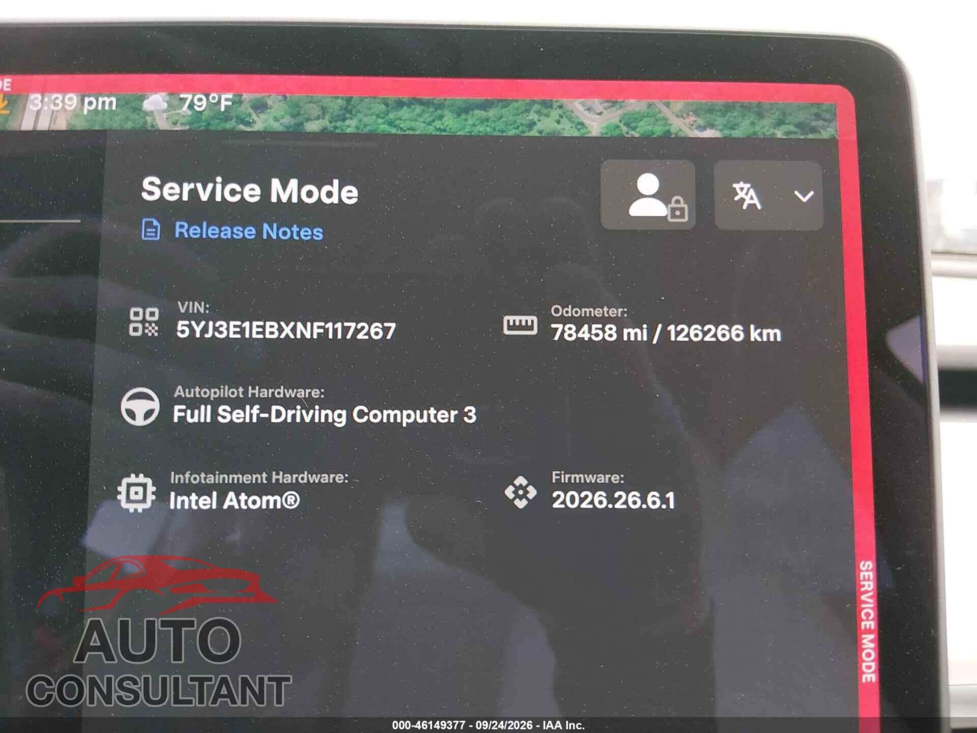 TESLA MODEL 3 2022 - 5YJ3E1EBXNF117267