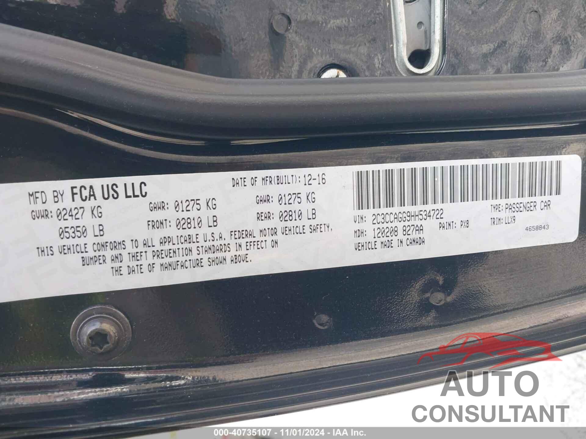 CHRYSLER 300 2017 - 2C3CCAGG9HH534722