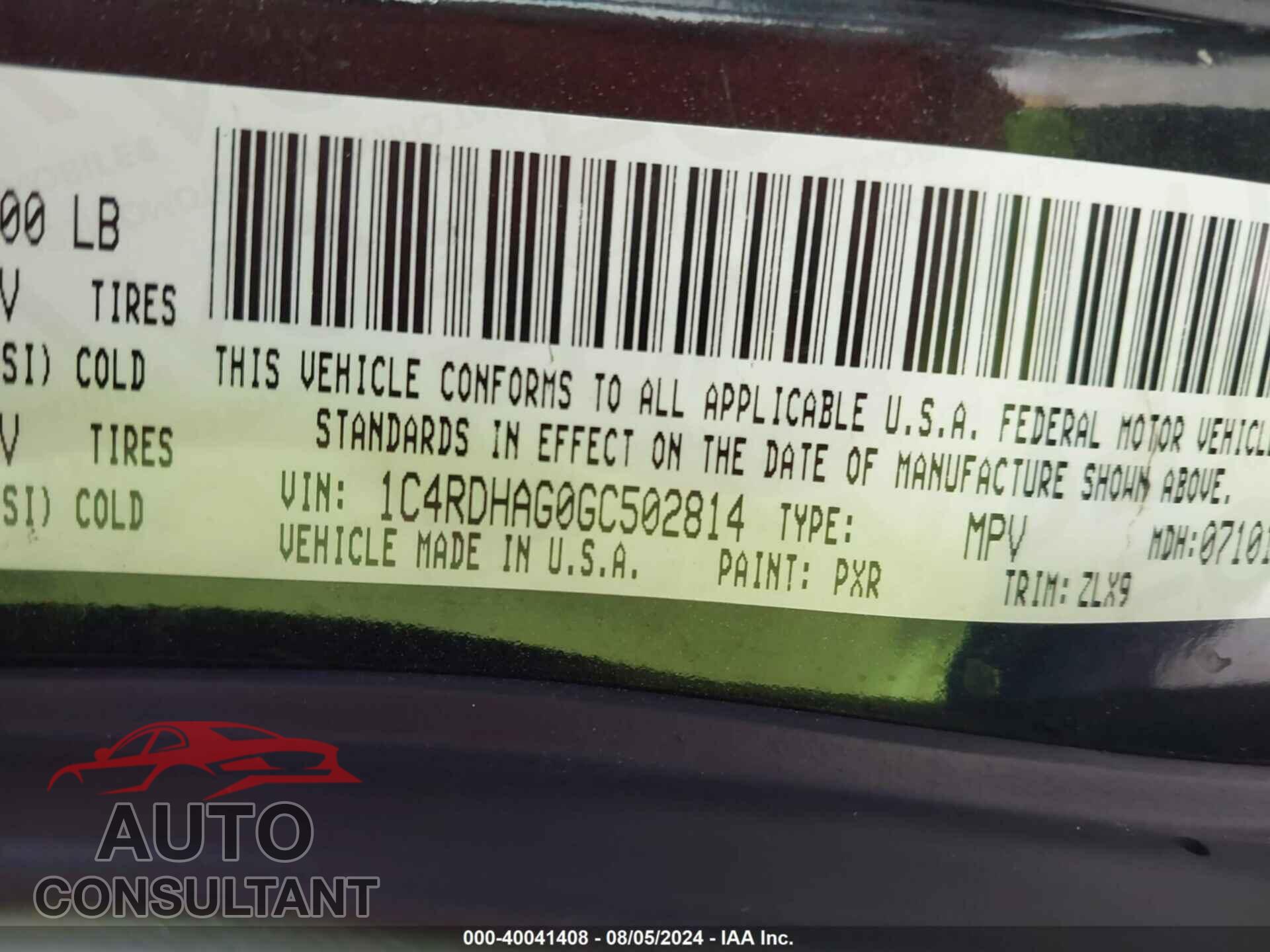 DODGE DURANGO 2016 - 1C4RDHAG0GC502814