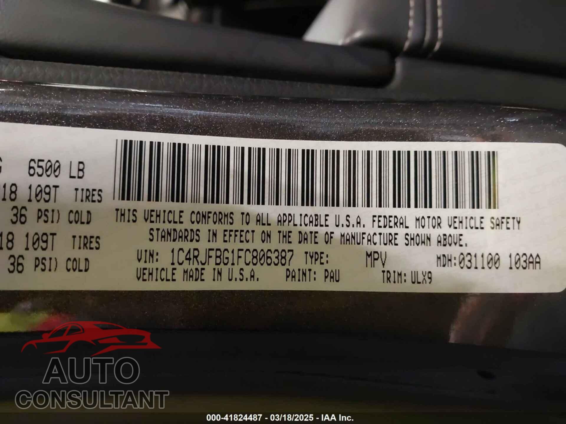 JEEP GRAND CHEROKEE 2015 - 1C4RJFBG1FC806387