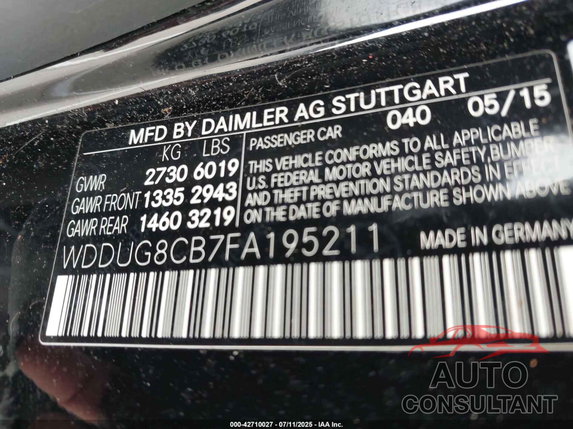 MERCEDES-BENZ S 550 2015 - WDDUG8CB7FA195211