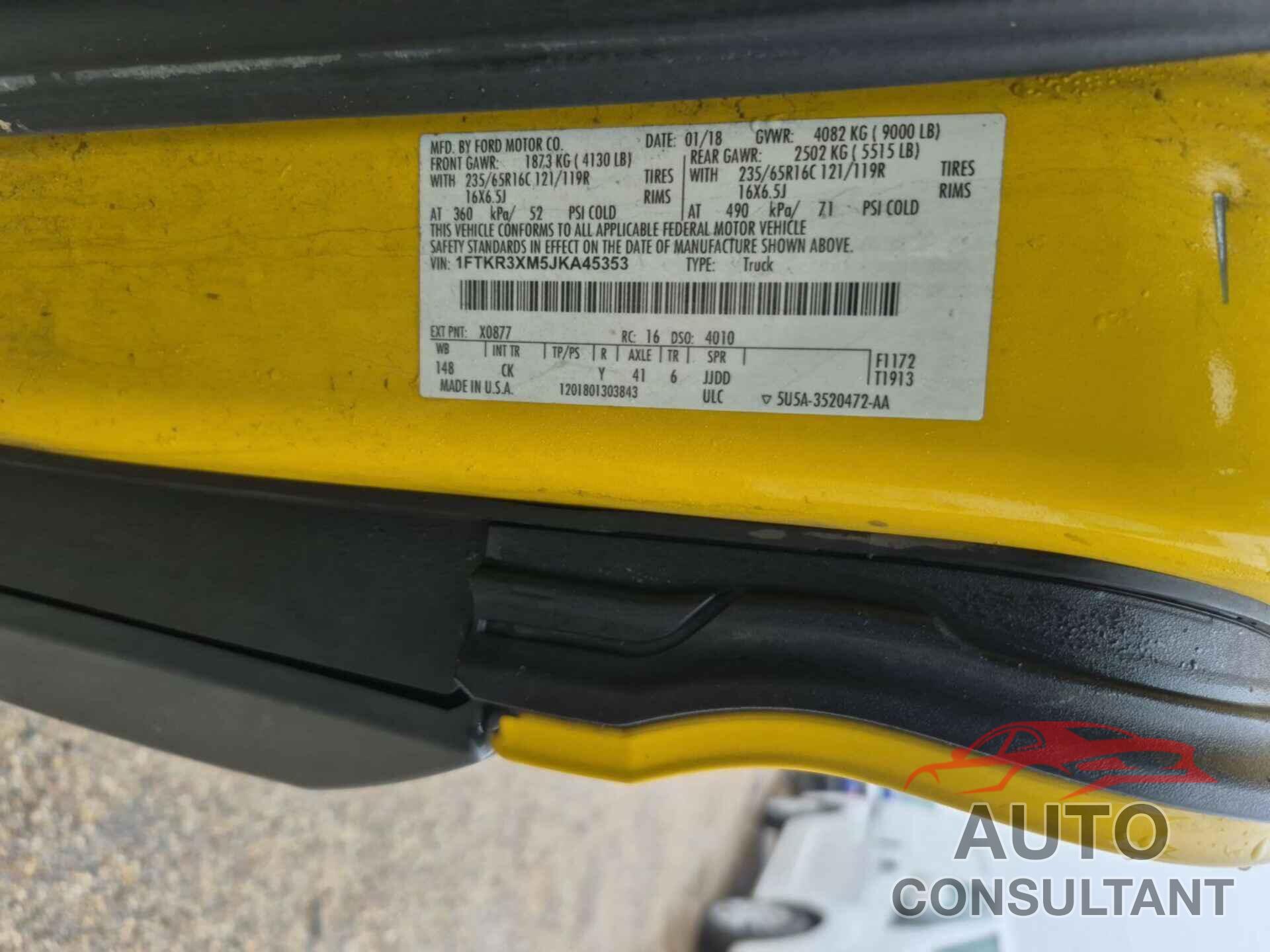 FORD TRANSIT 2018 - 1FTKR3XM5JKA45353