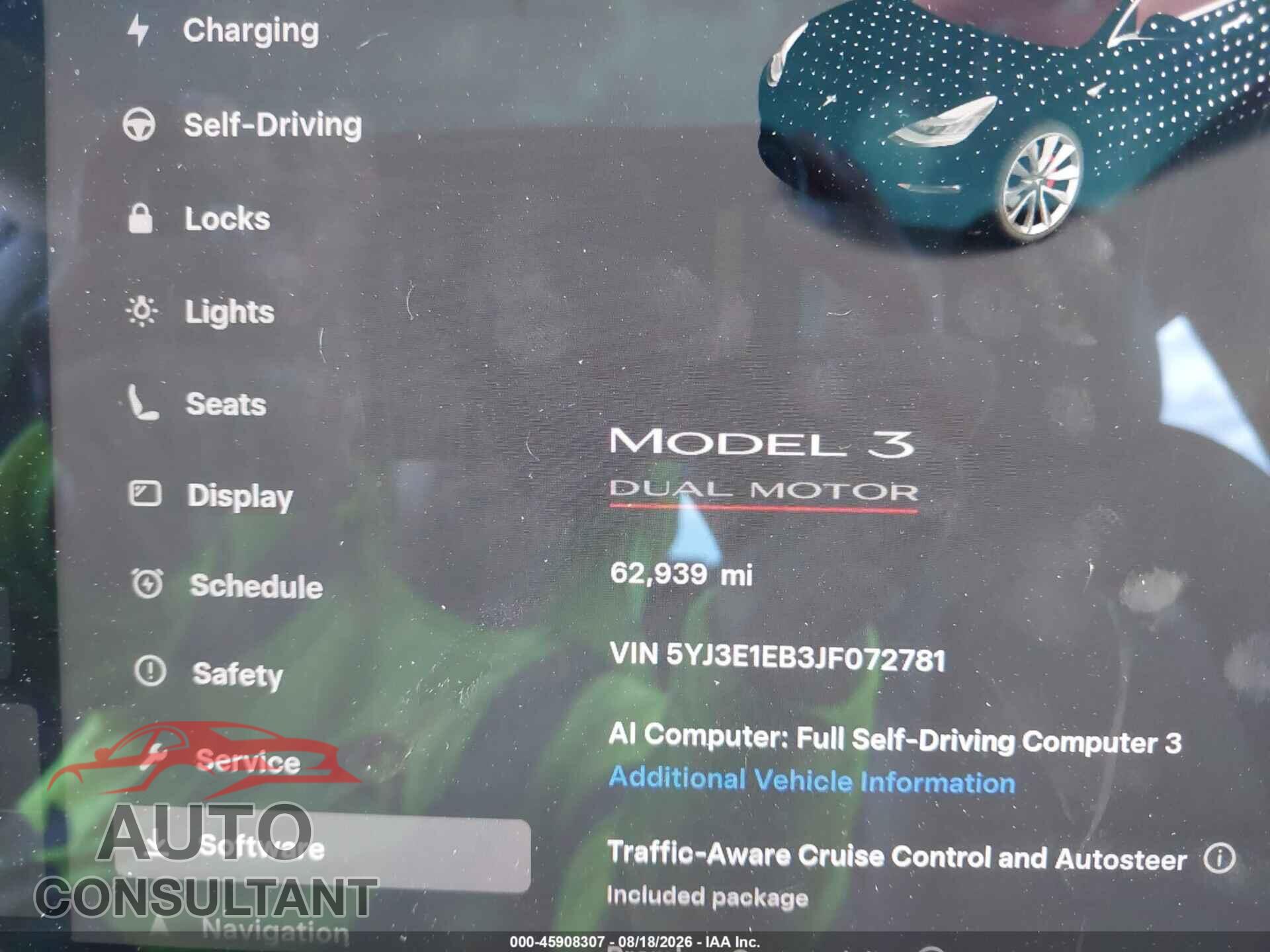 TESLA MODEL 3 2018 - 5YJ3E1EB3JF072781