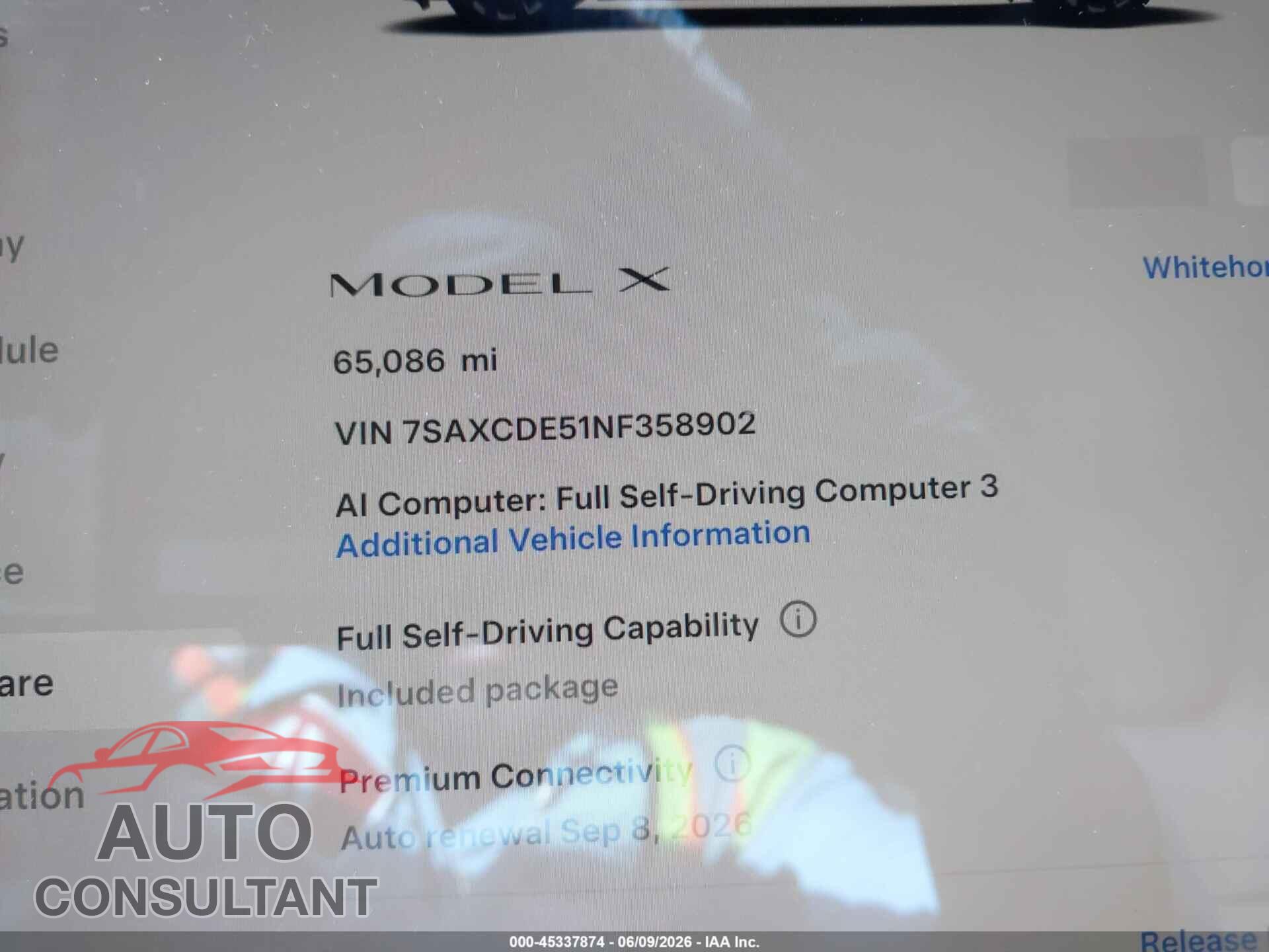 TESLA MODEL X 2022 - 7SAXCDE51NF358902