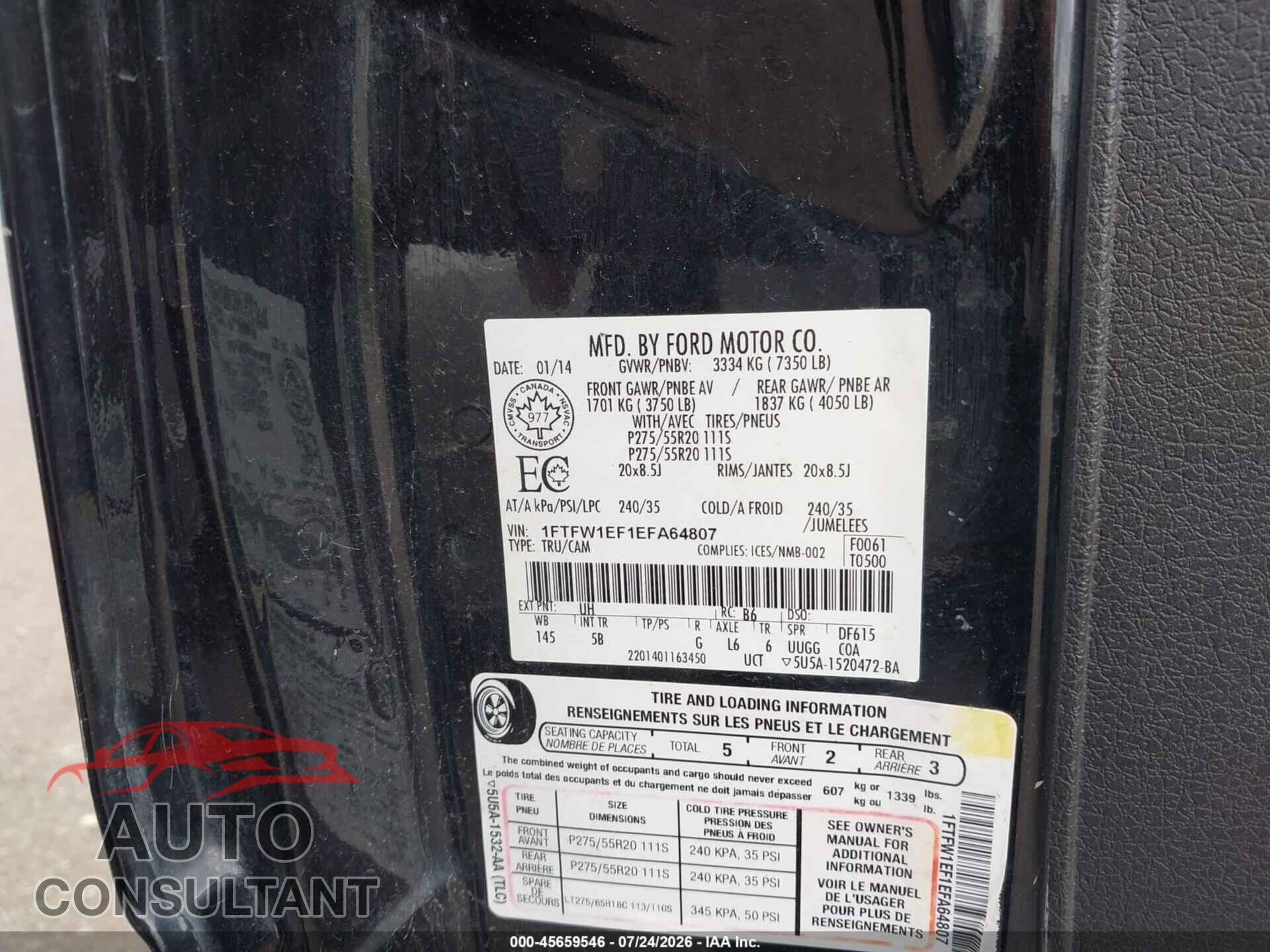FORD F-150 2014 - 1FTFW1EF1EFA64807