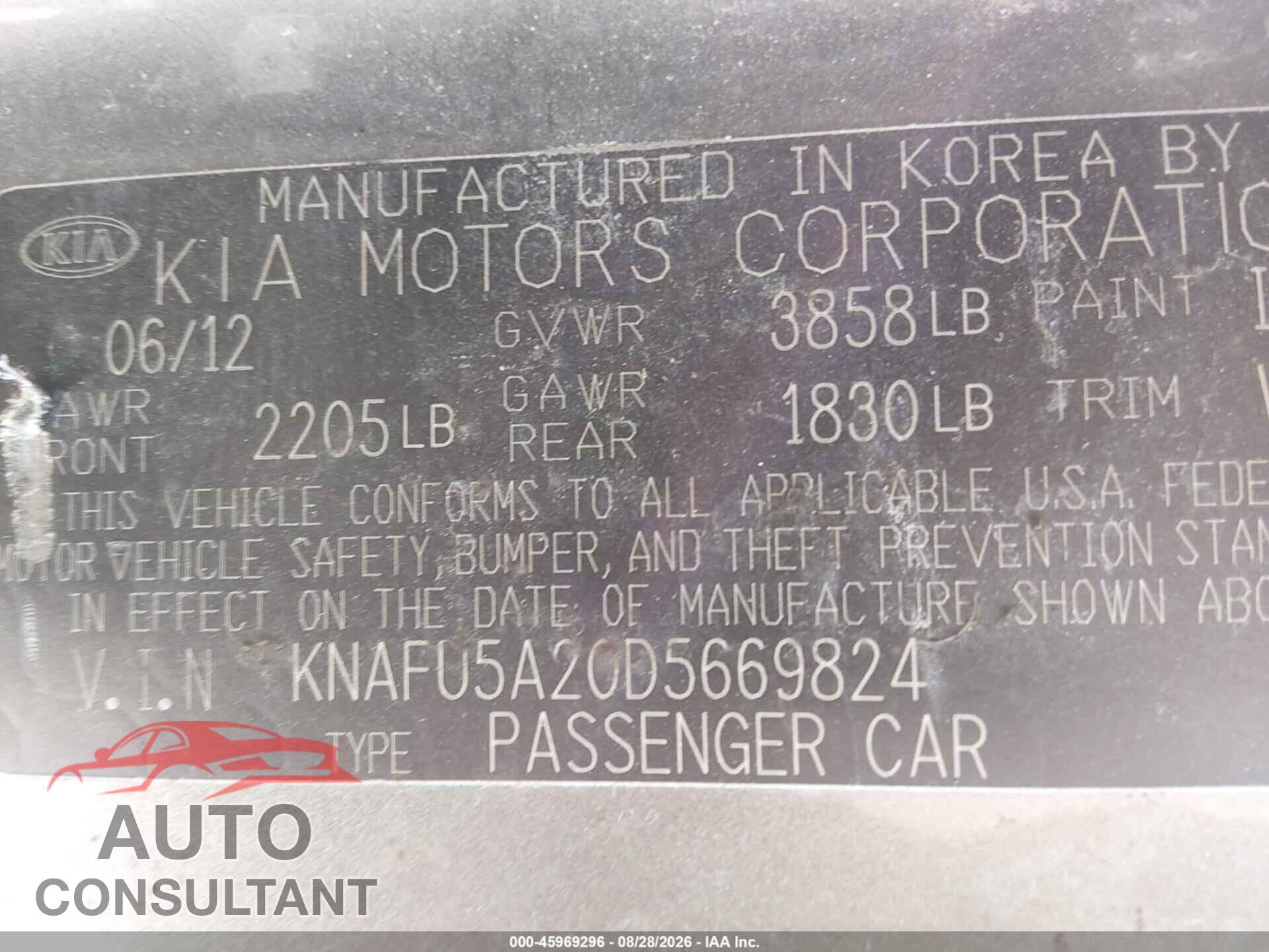 KIA FORTE 2013 - KNAFU5A20D5669824