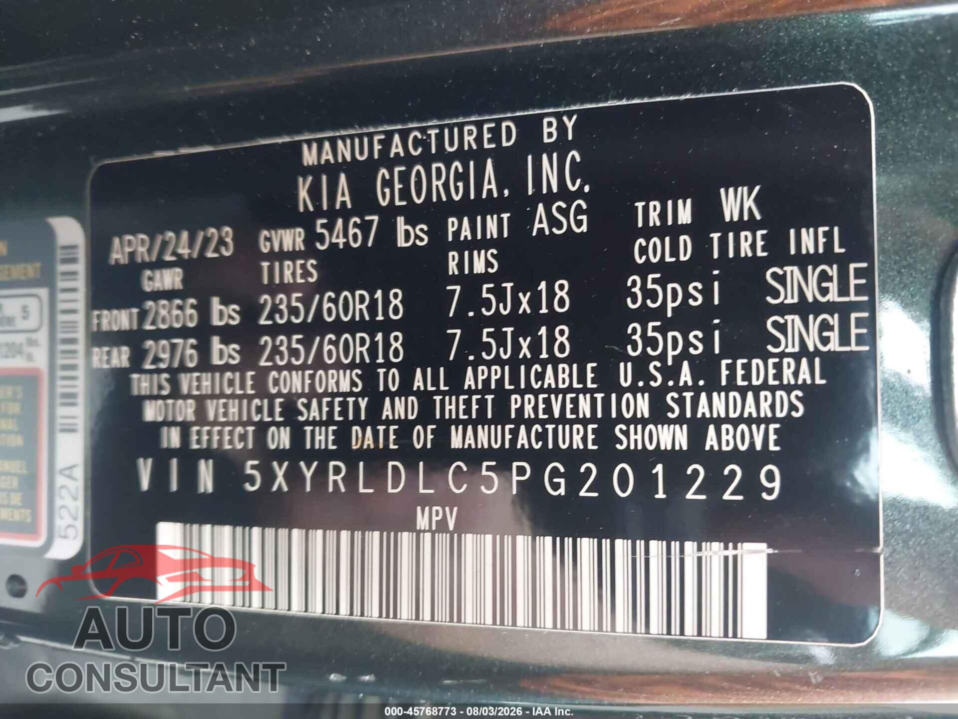 KIA SORENTO 2023 - 5XYRLDLC5PG201229