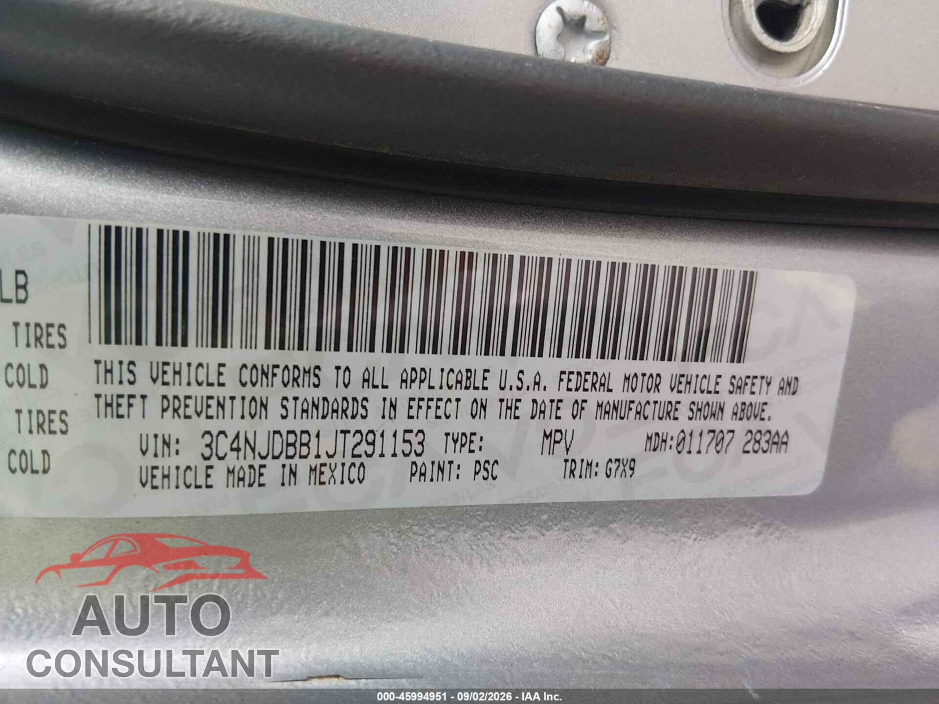 JEEP COMPASS 2018 - 3C4NJDBB1JT291153