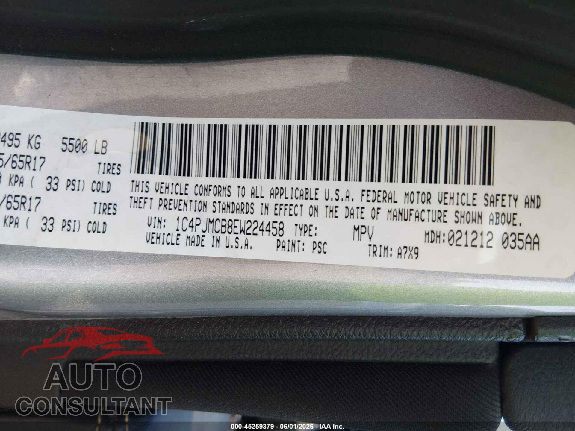 JEEP CHEROKEE 2014 - 1C4PJMCB8EW224458