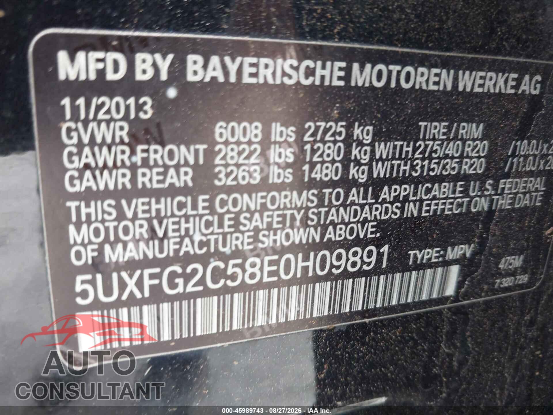BMW X6 2014 - 5UXFG2C58E0H09891