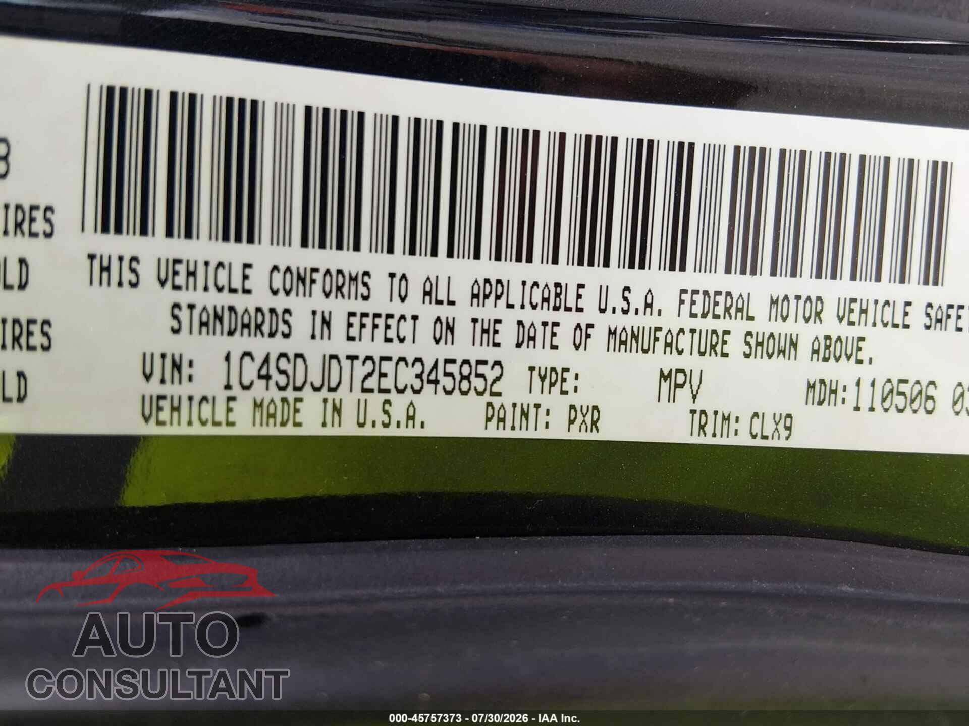 DODGE DURANGO 2014 - 1C4SDJDT2EC345852