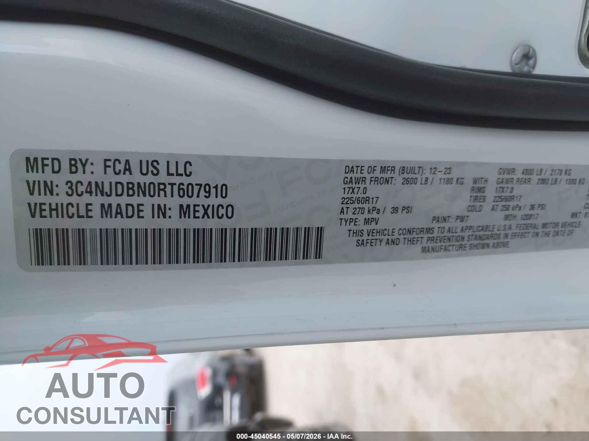 JEEP COMPASS 2024 - 3C4NJDBN0RT607910