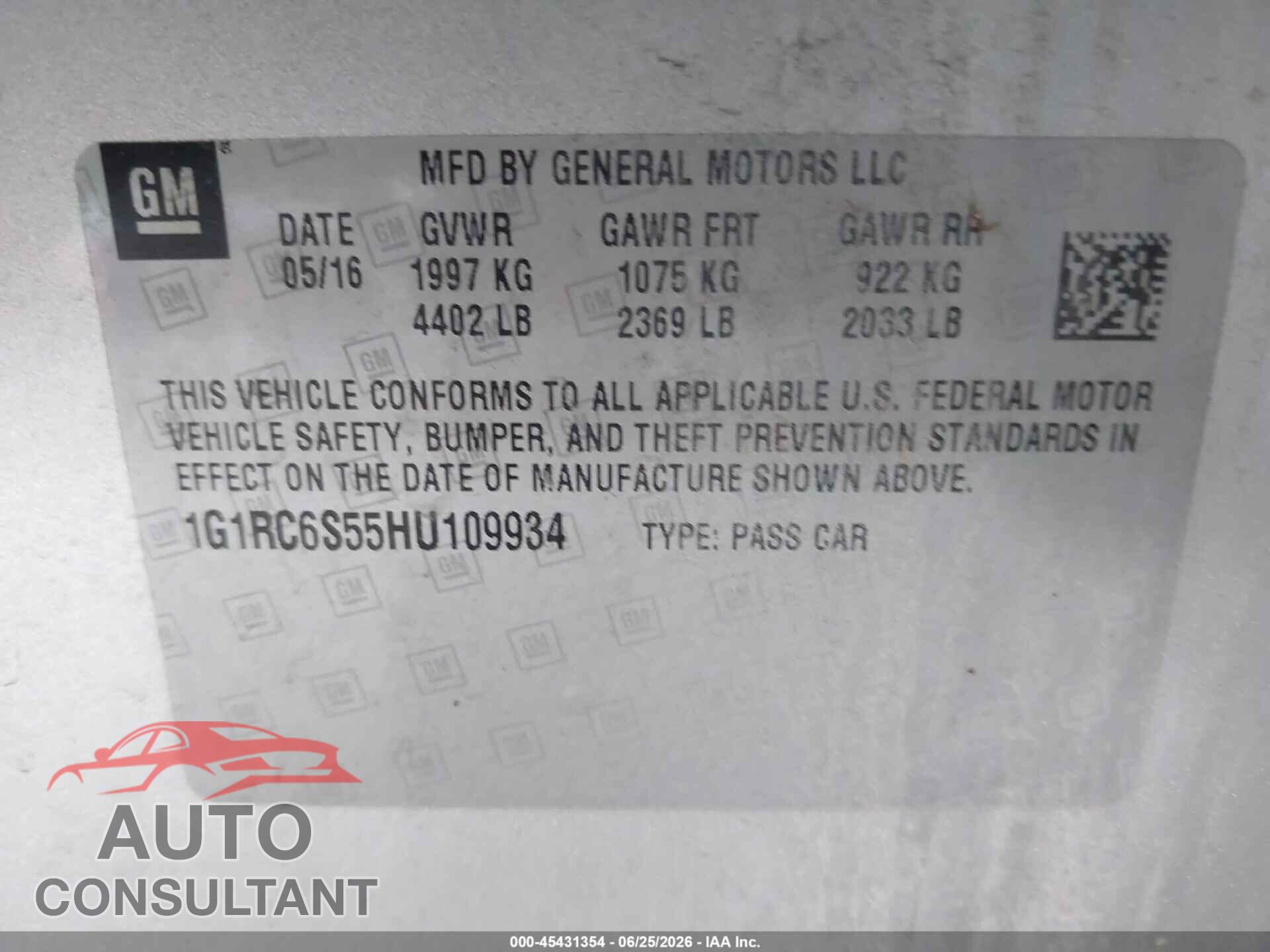 CHEVROLET VOLT 2017 - 1G1RC6S55HU109934