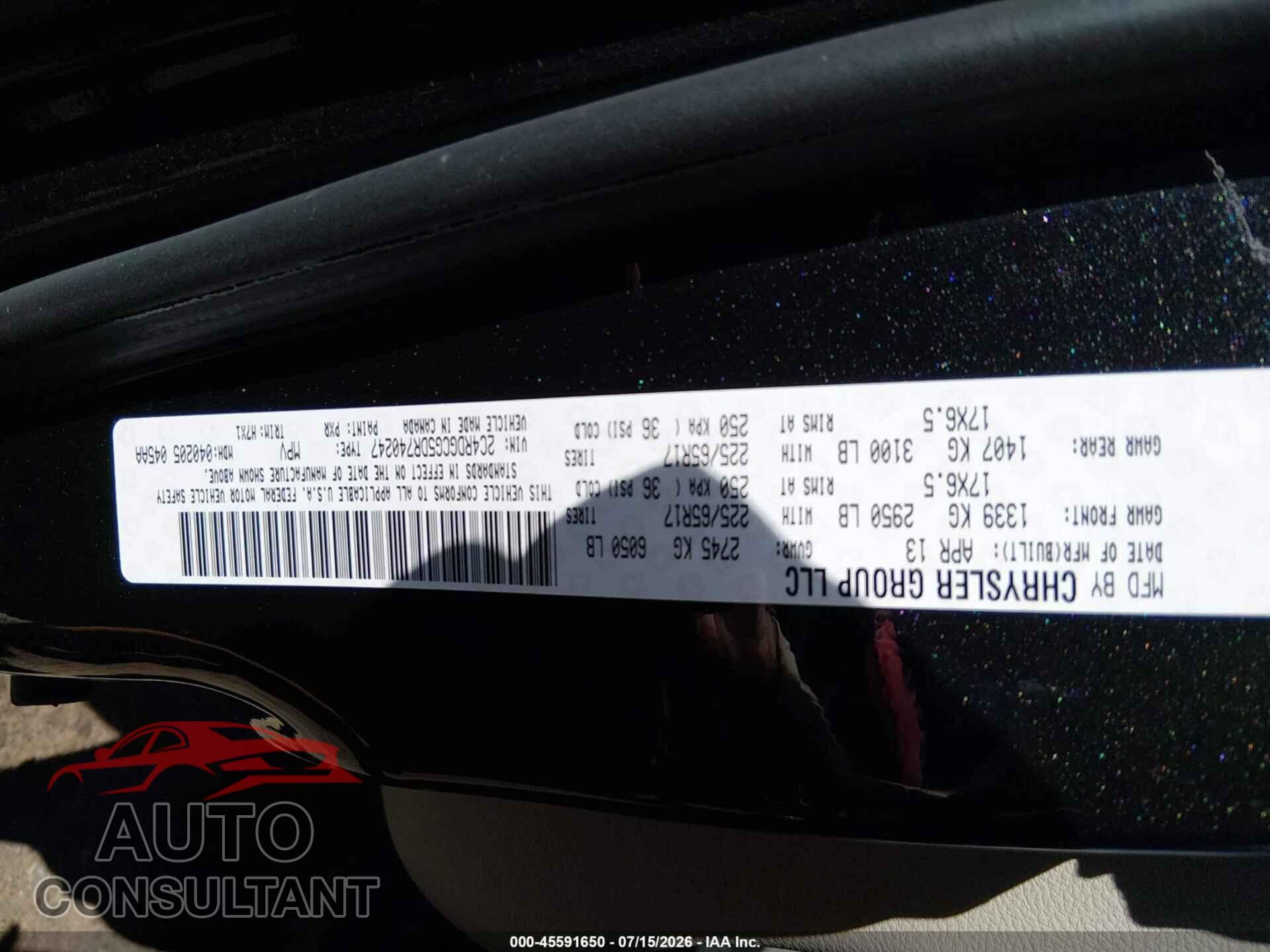 DODGE GRAND CARAVAN 2013 - 2C4RDGCG5DR740247