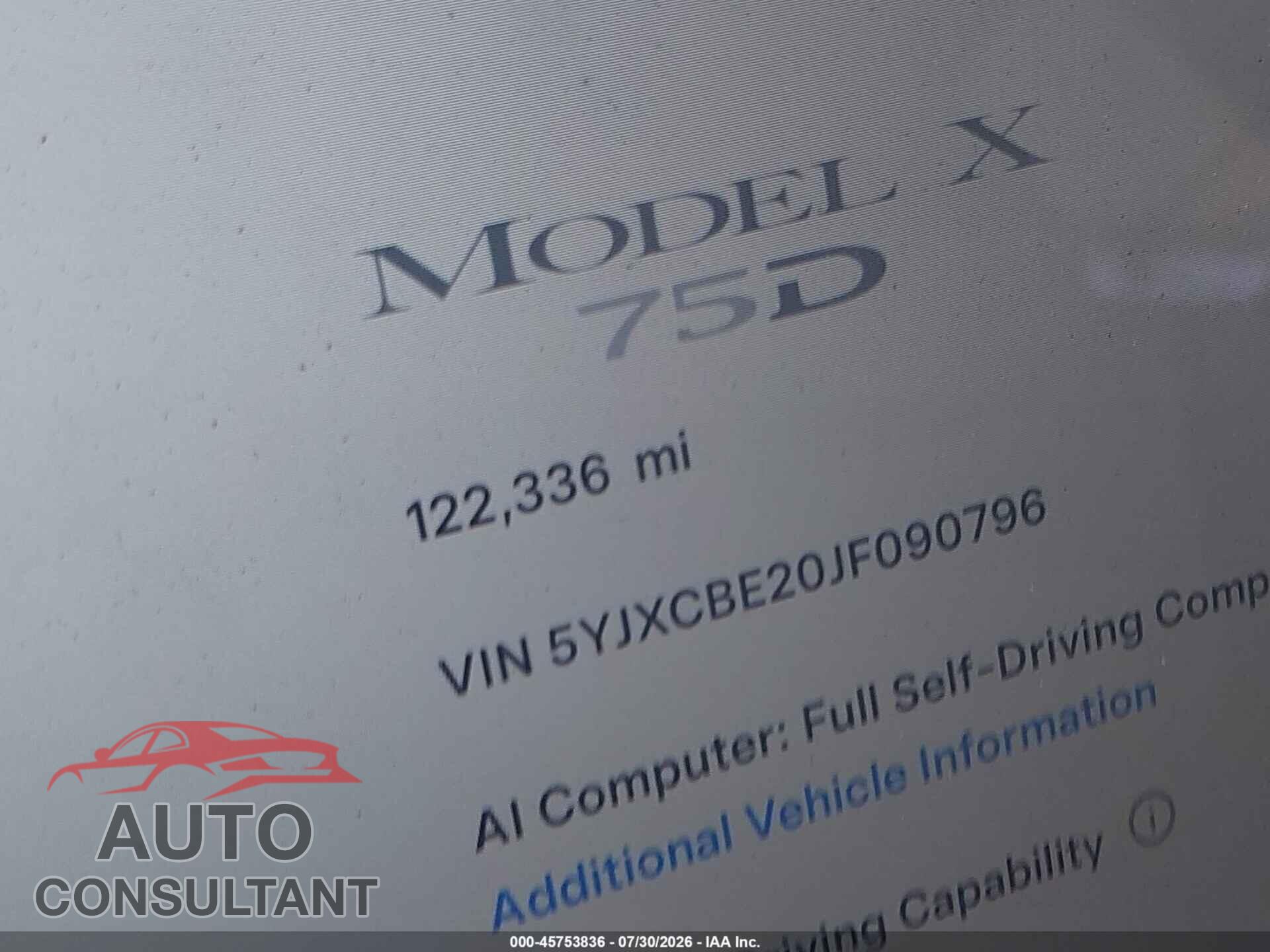 TESLA MODEL X 2018 - 5YJXCBE20JF090796
