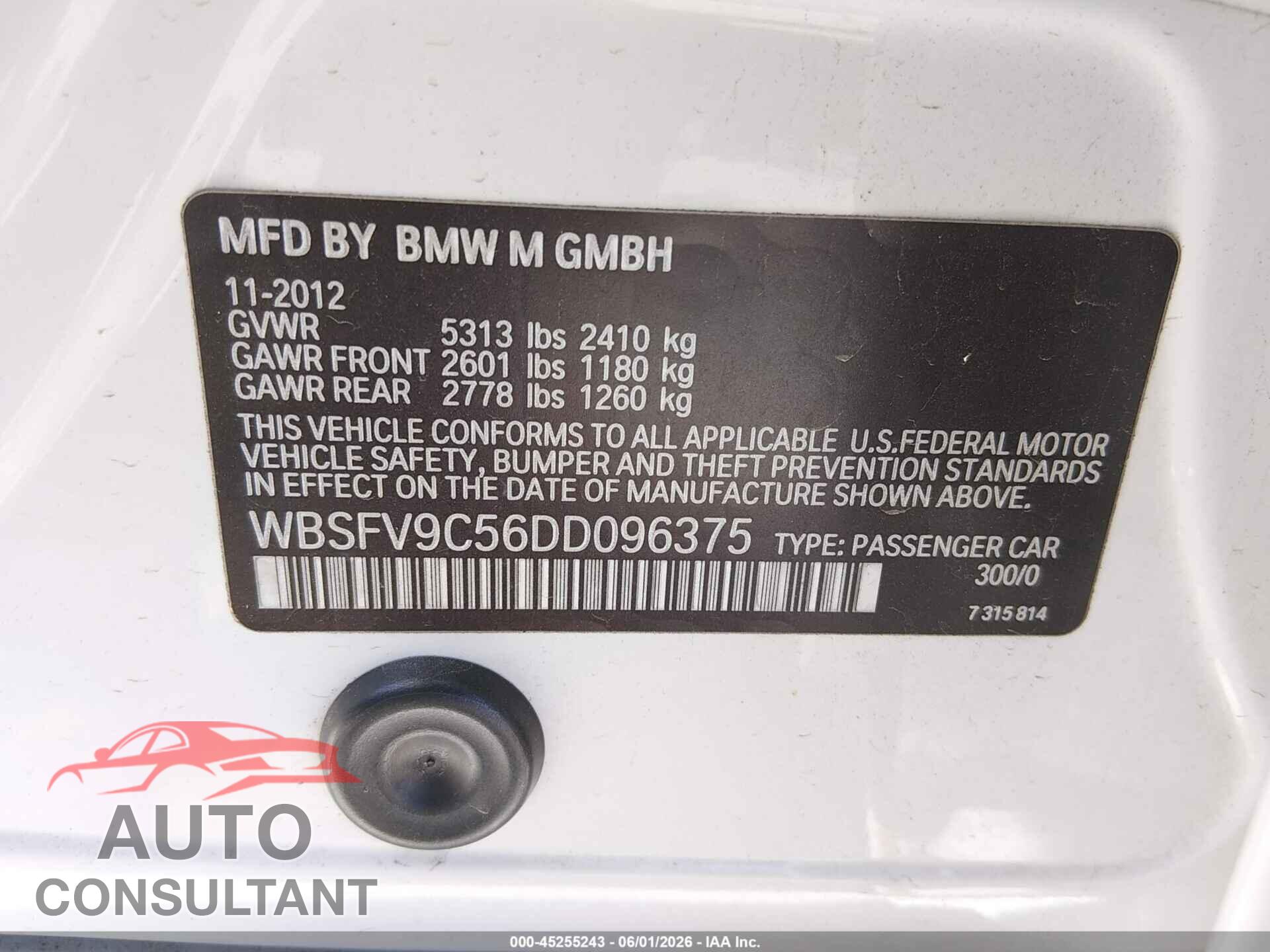 BMW M5 2013 - WBSFV9C56DD096375